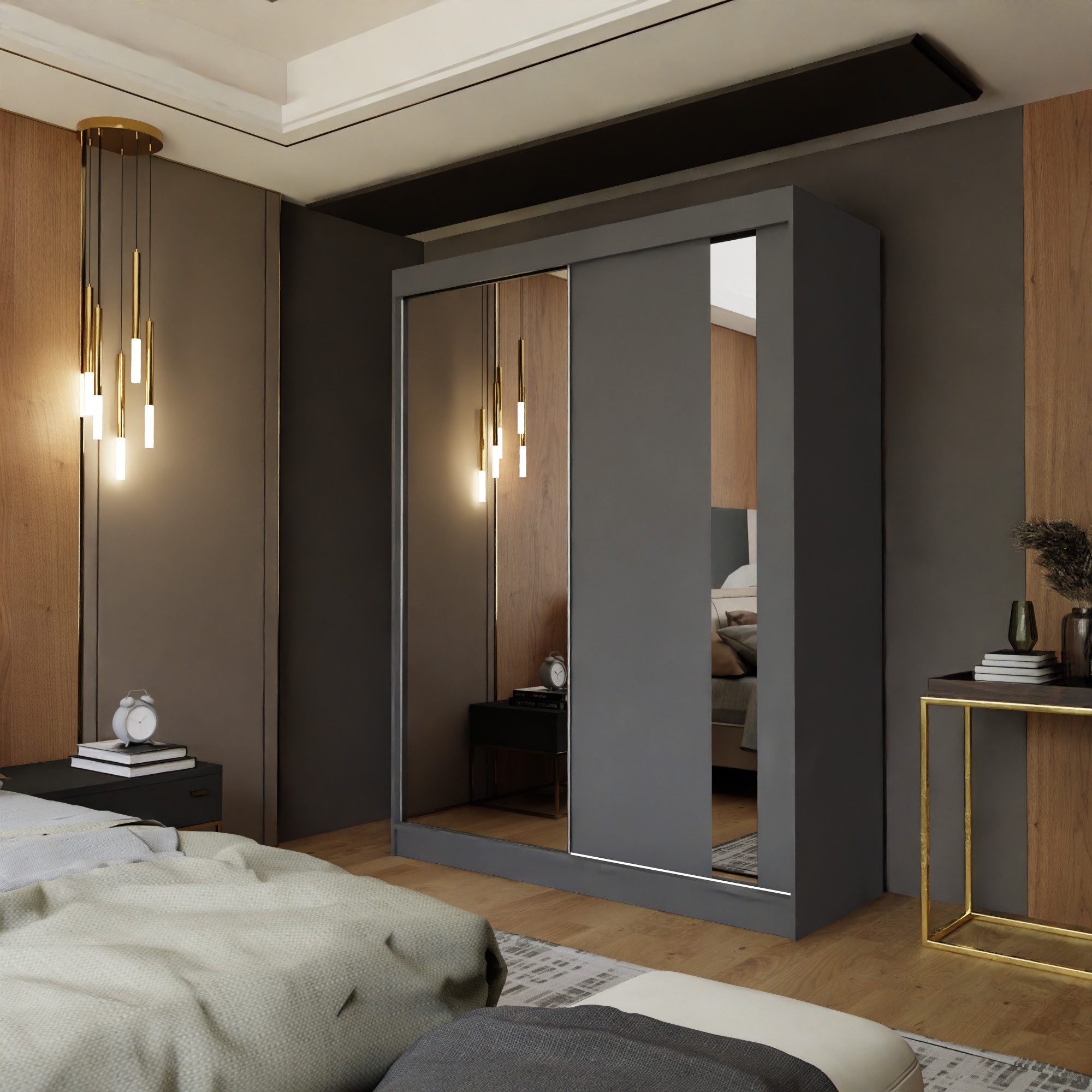 Beautysofa Schwebetürenschrank Gaja 150 cm (2-türig Kleiderschrank mit Schw günstig online kaufen