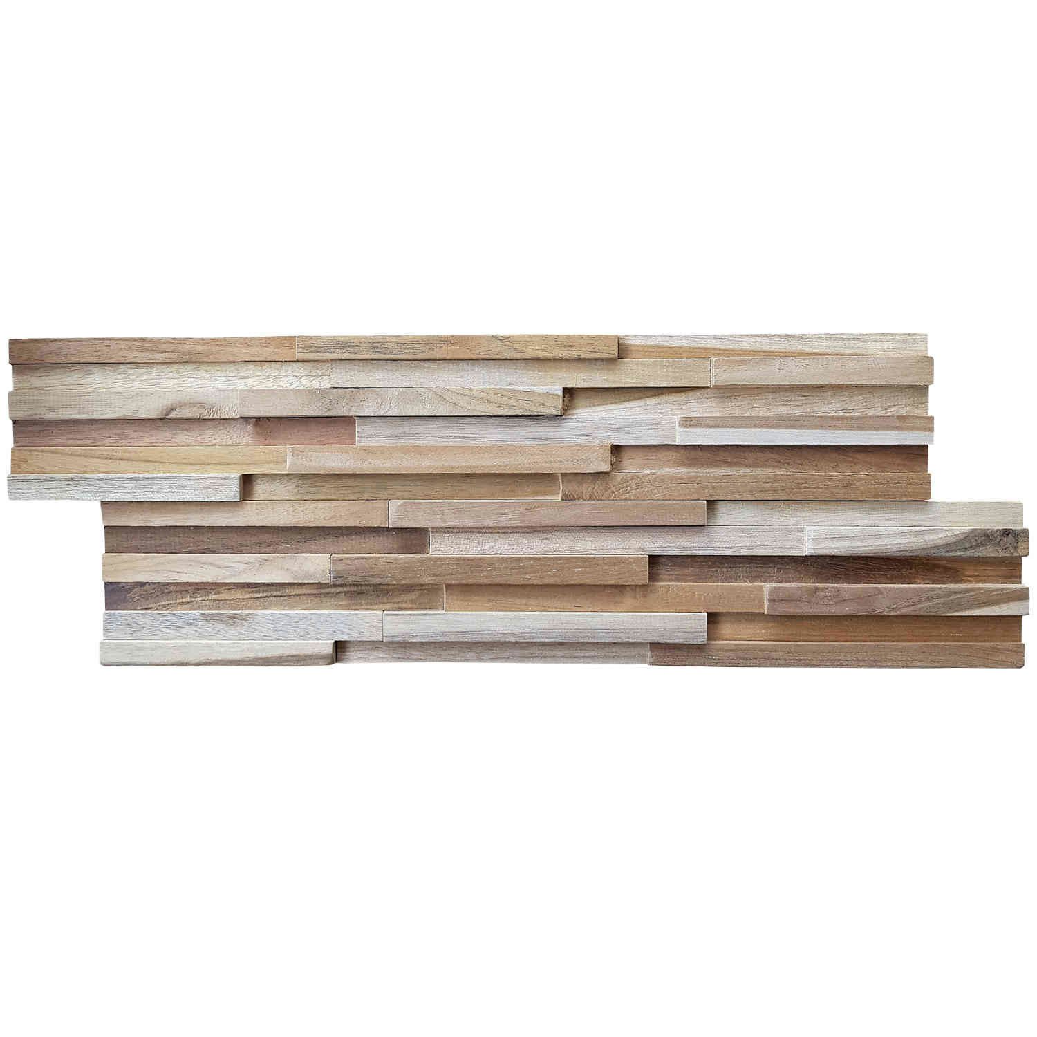 Casa Moro 3D Wandpaneel Holz Wandverkleidung Natural Ripple, BxL: 18,00x49,50 cm, 0,09 qm, (Teakholz, Handgefertigt) RL-001