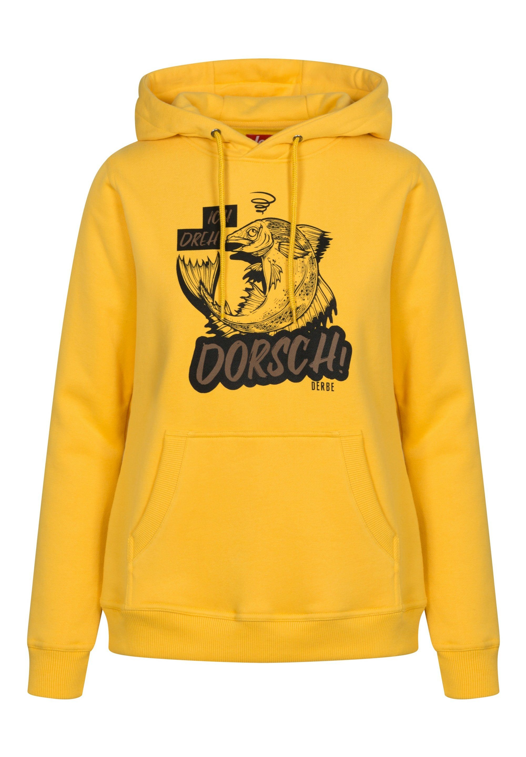Derbe Kapuzenpullover Dorsch Hood W Organic Cotton, hochwertige Verarbeitung Yellow | Sweatshirts