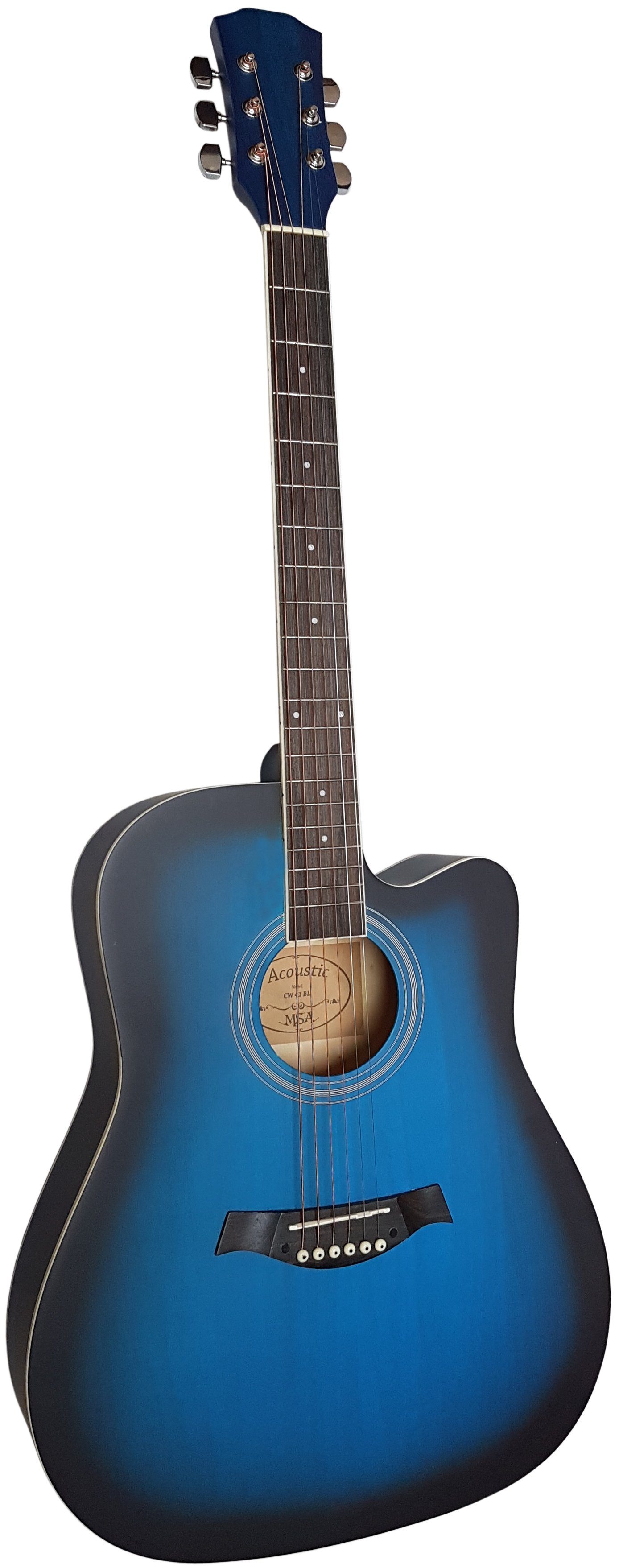 MSA Westerngitarre CW, Cutaway Western Gitarre 41 Zoll, im Set mit Stimmgerät Tasche Plektrons