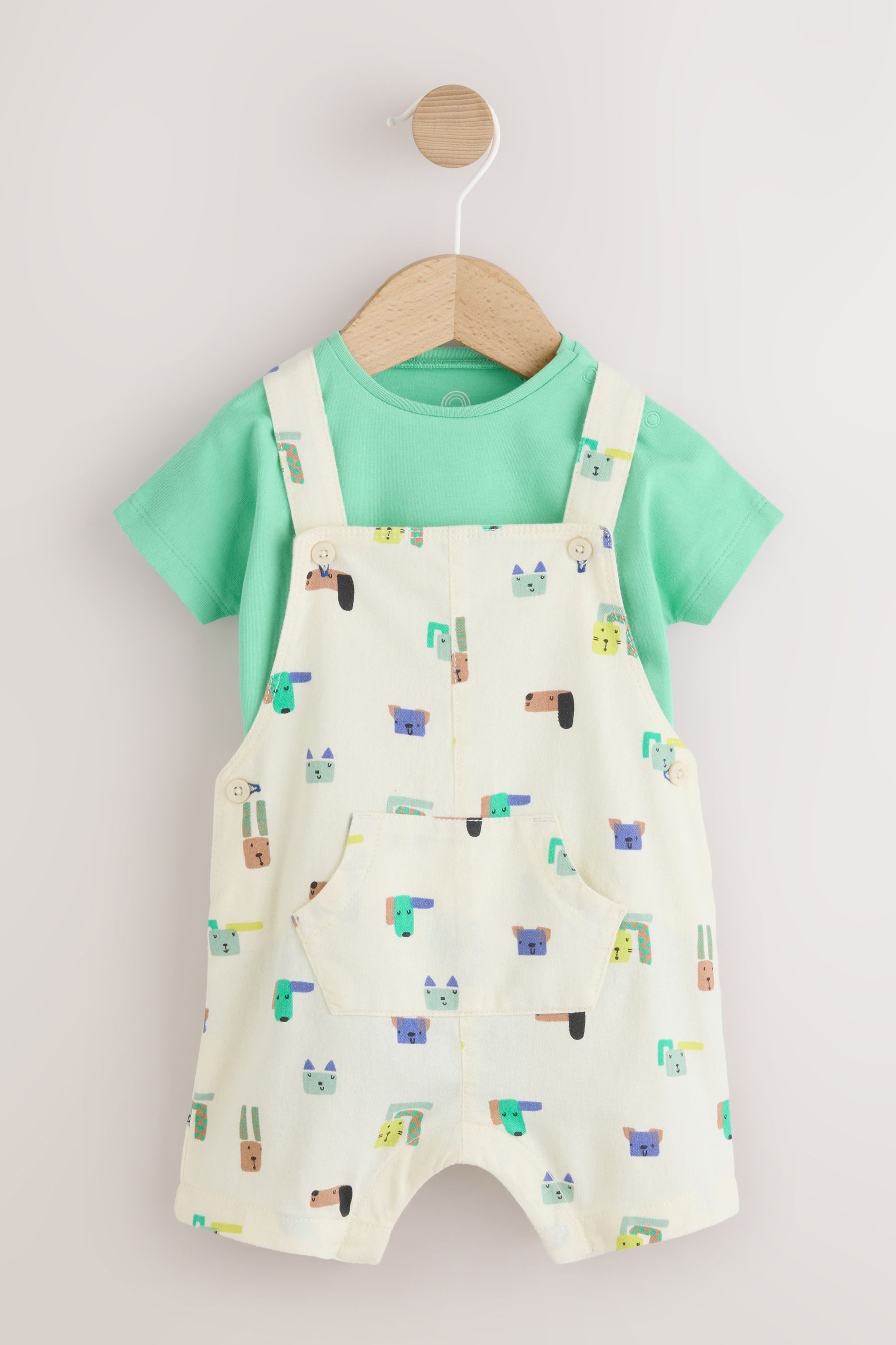 Body & Hose Twill-Latzhose und Bodysuit für Babys im Set