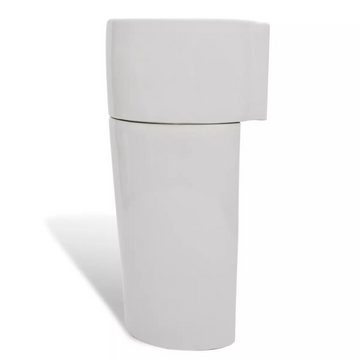 vidaXL Waschtisch Standwaschbecken mit Hahn Überlaufloch Keramik weiß rund