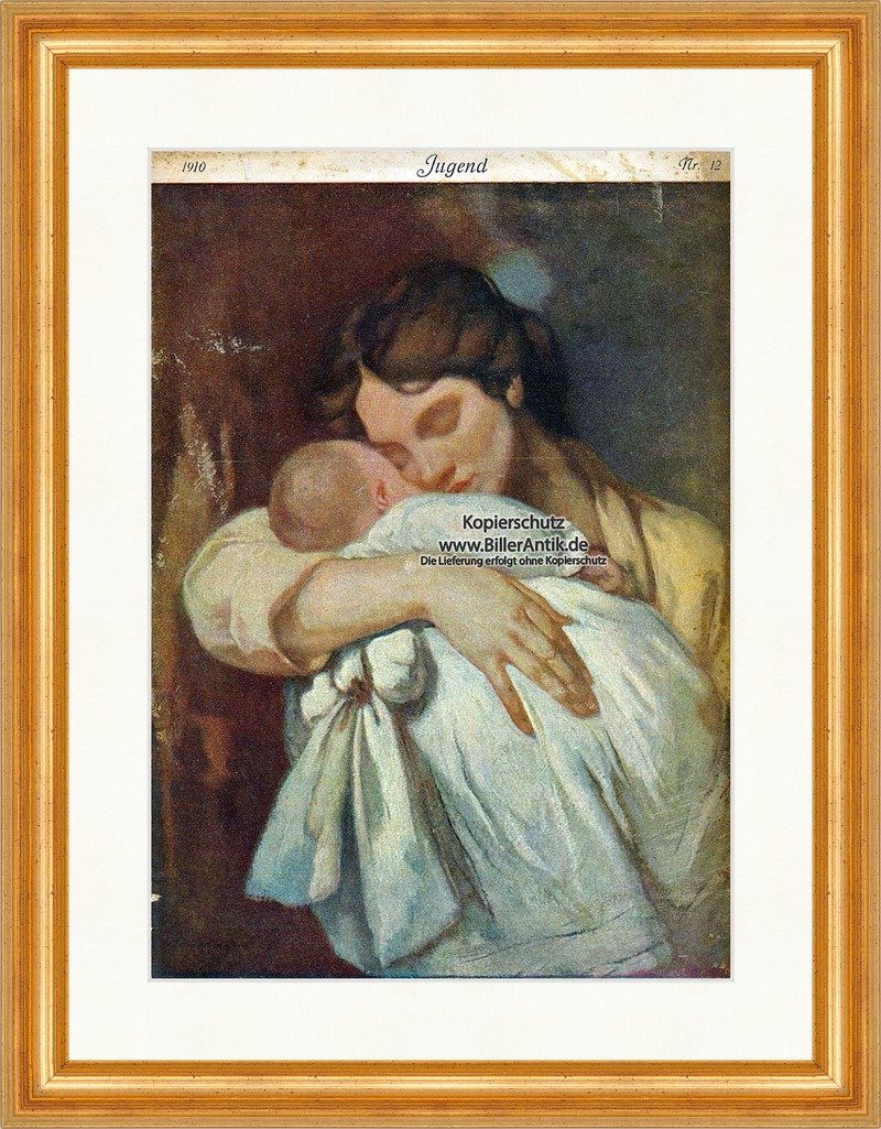 Kunstdruck Titelseite der Nummer 12 von 1910 Hendrik Havermann Baby Jugend 3739 G, (1 St)