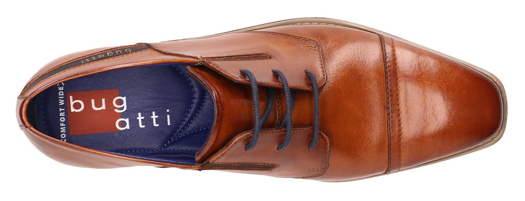 bugatti Schnürschuh, Blockabsatz, Abendschuh, Festtagsschuh mit Stretcheinsätzen