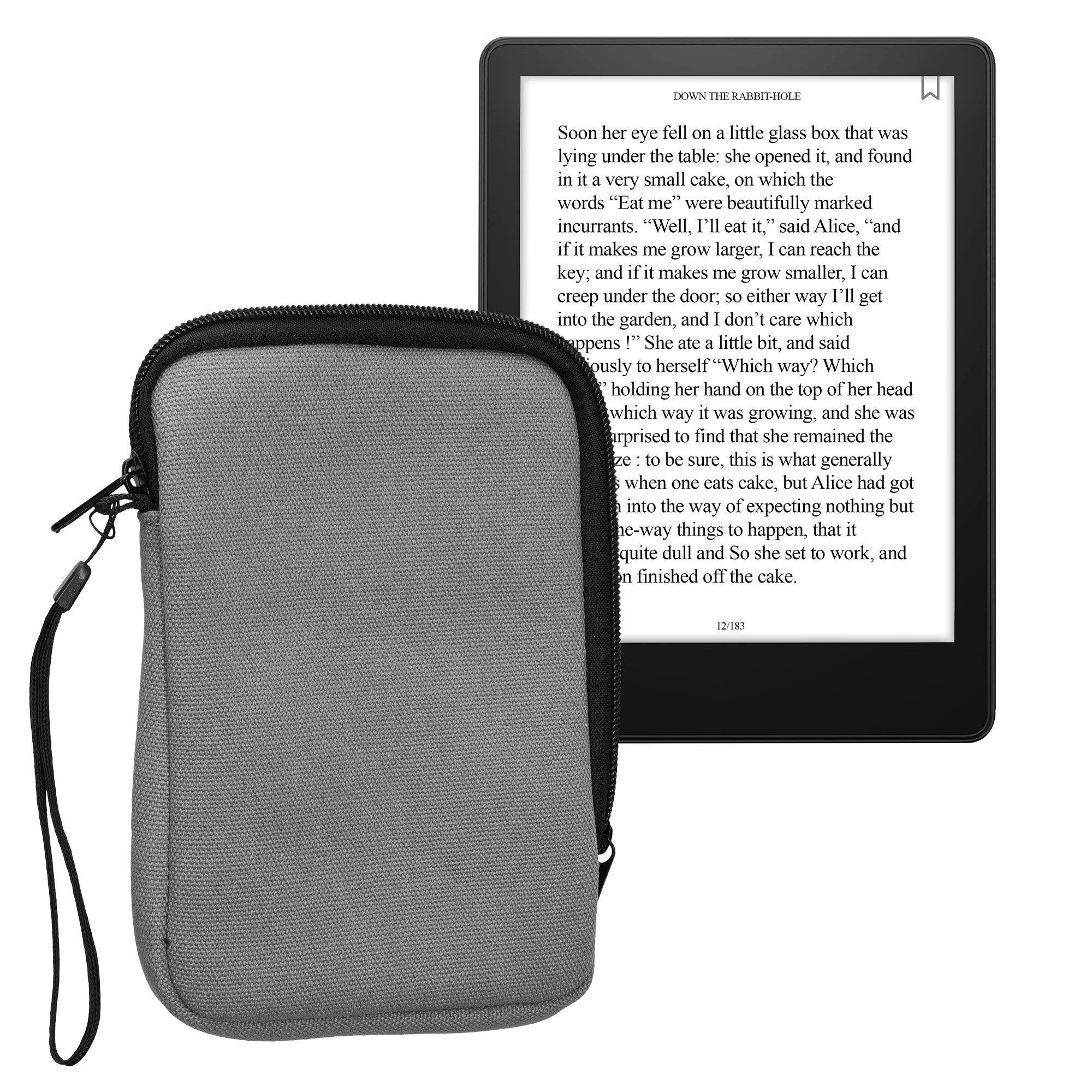 kwmobile E-Reader-Hülle Schutzhülle aus Canvas für 6" eReader Hülle Canvashülle, Canvashülle für e-Reader mit Reißverschluss - Grau