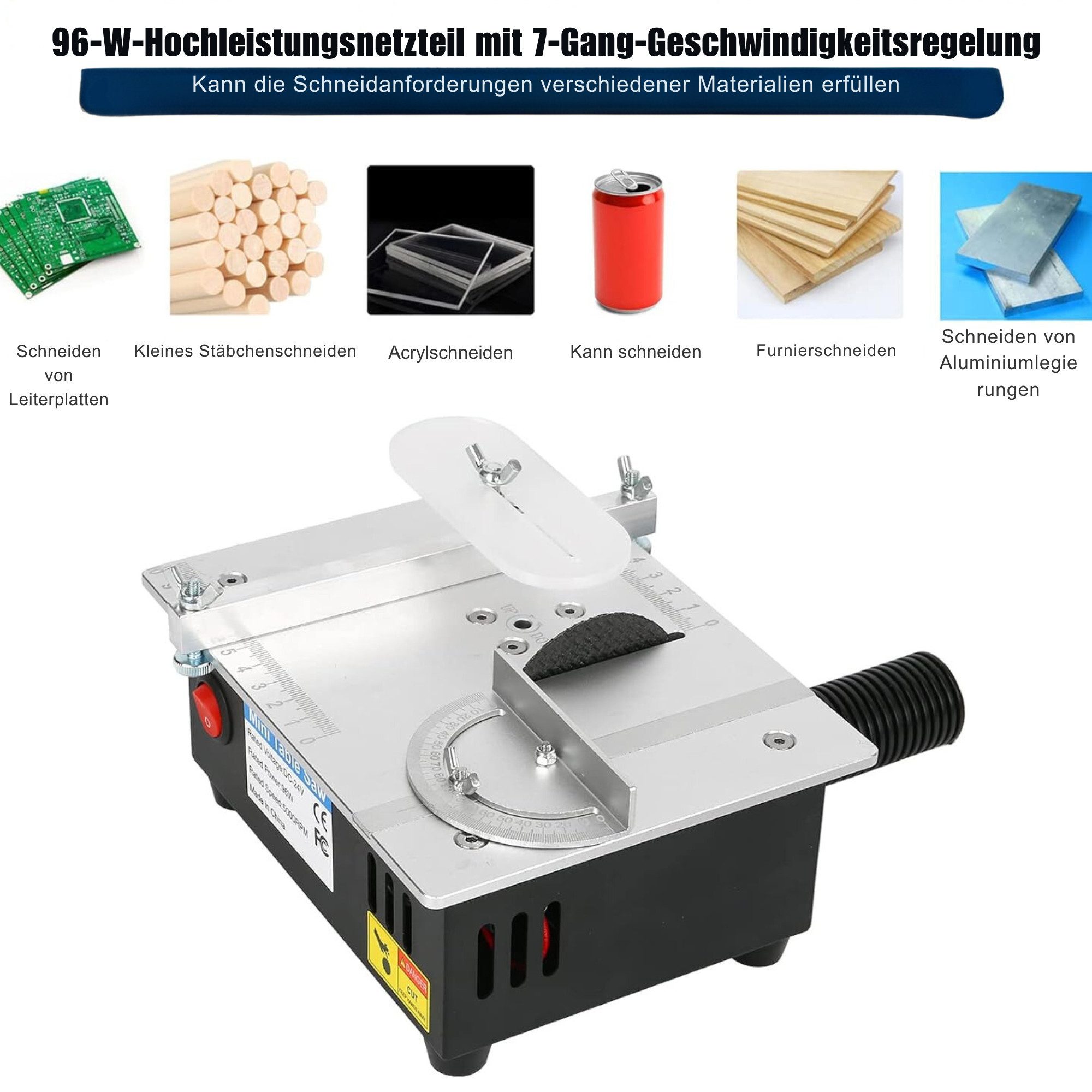 Vivitar Tischkreissäge Tragbare elektrische Minisäge, kompakt DIY-Schneidewerkzeug, Schneidemaschine mit einstellbarer Schnitttiefe, Tragbare Tischkreissäge für – Bild 3 von 5