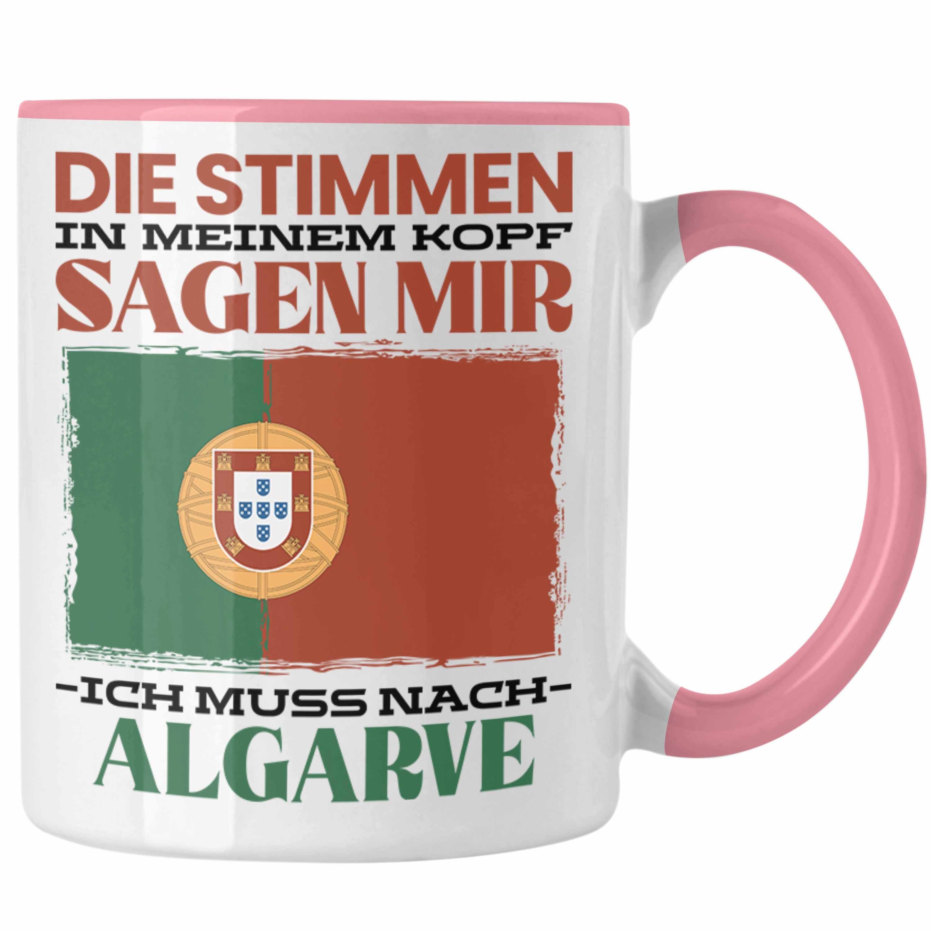 Trendation Tasse Trendation - Algarve Tasse Urlaub Heimat Geschenk Spruch Portgual Gesc Rosa