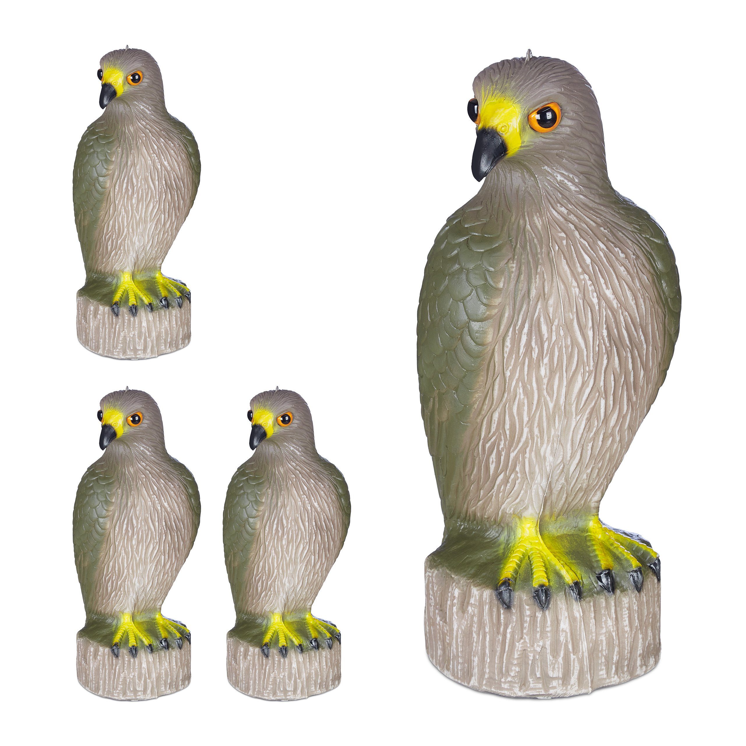 relaxdays Gartenfigur 4 x Vogelschreck Adler sitzend