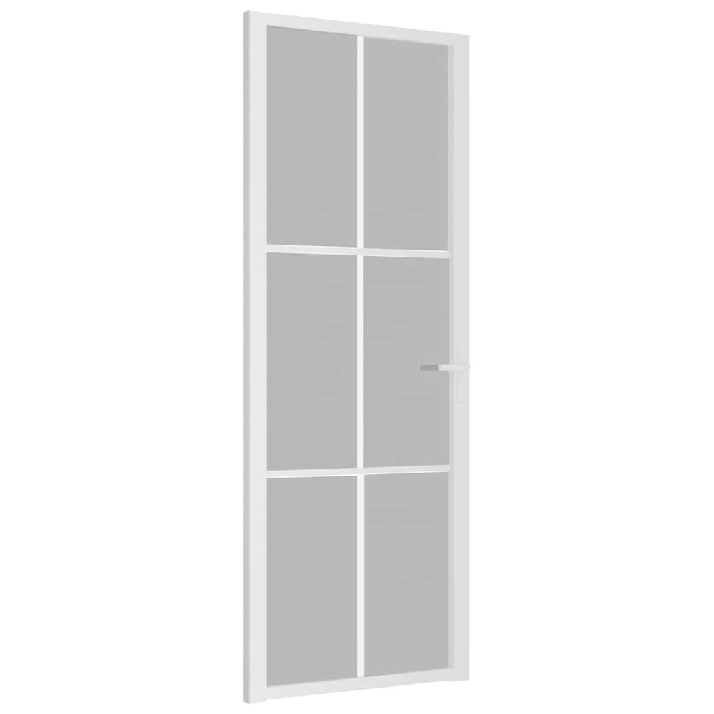 vidaXL Haustür Innentür 76x201,5 cm Weiß Mattglas und Aluminium (1-St)
