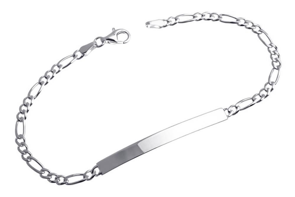 Silberkettenstore Silberarmband Figaro-Gravurarmband 4mm - 925 Silber, Länge wählbar von 16-22cm