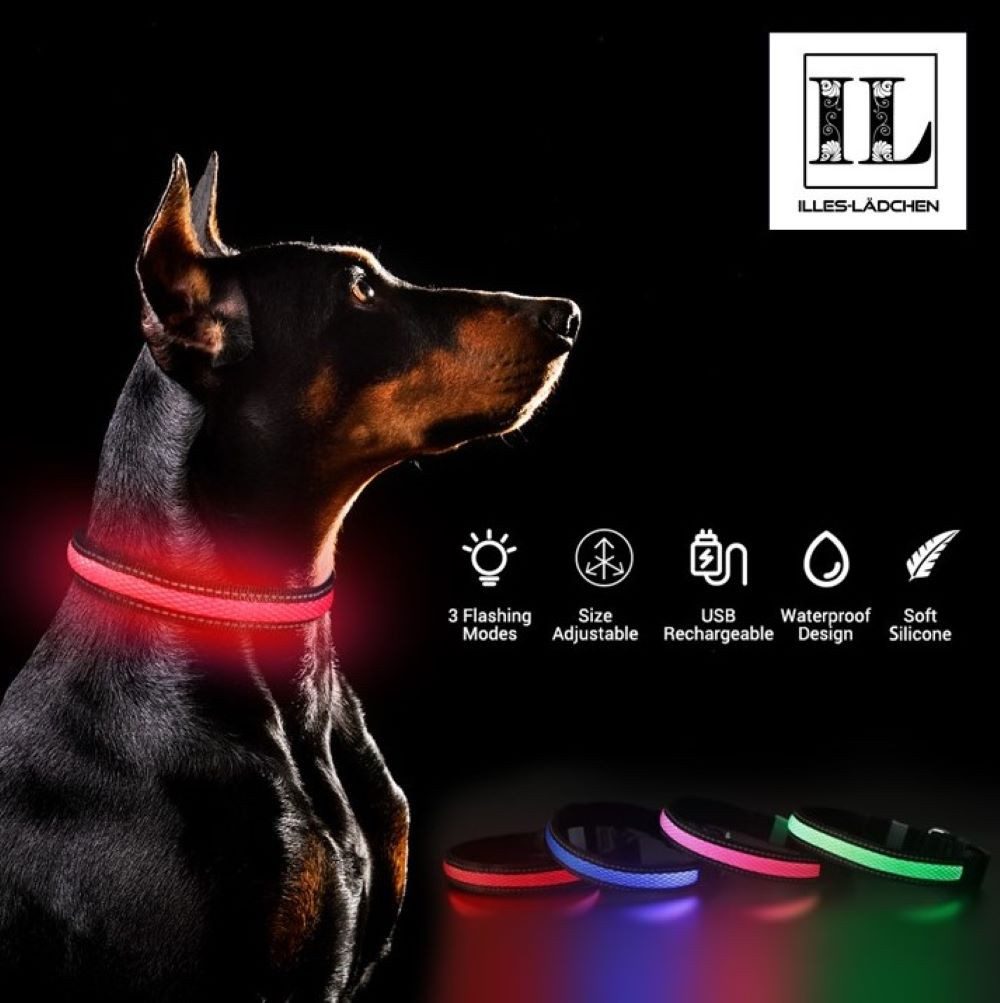 Illes-Laedchen Hunde-Halsband LED Hundehalsband Blinklicht wasserdicht wied günstig online kaufen