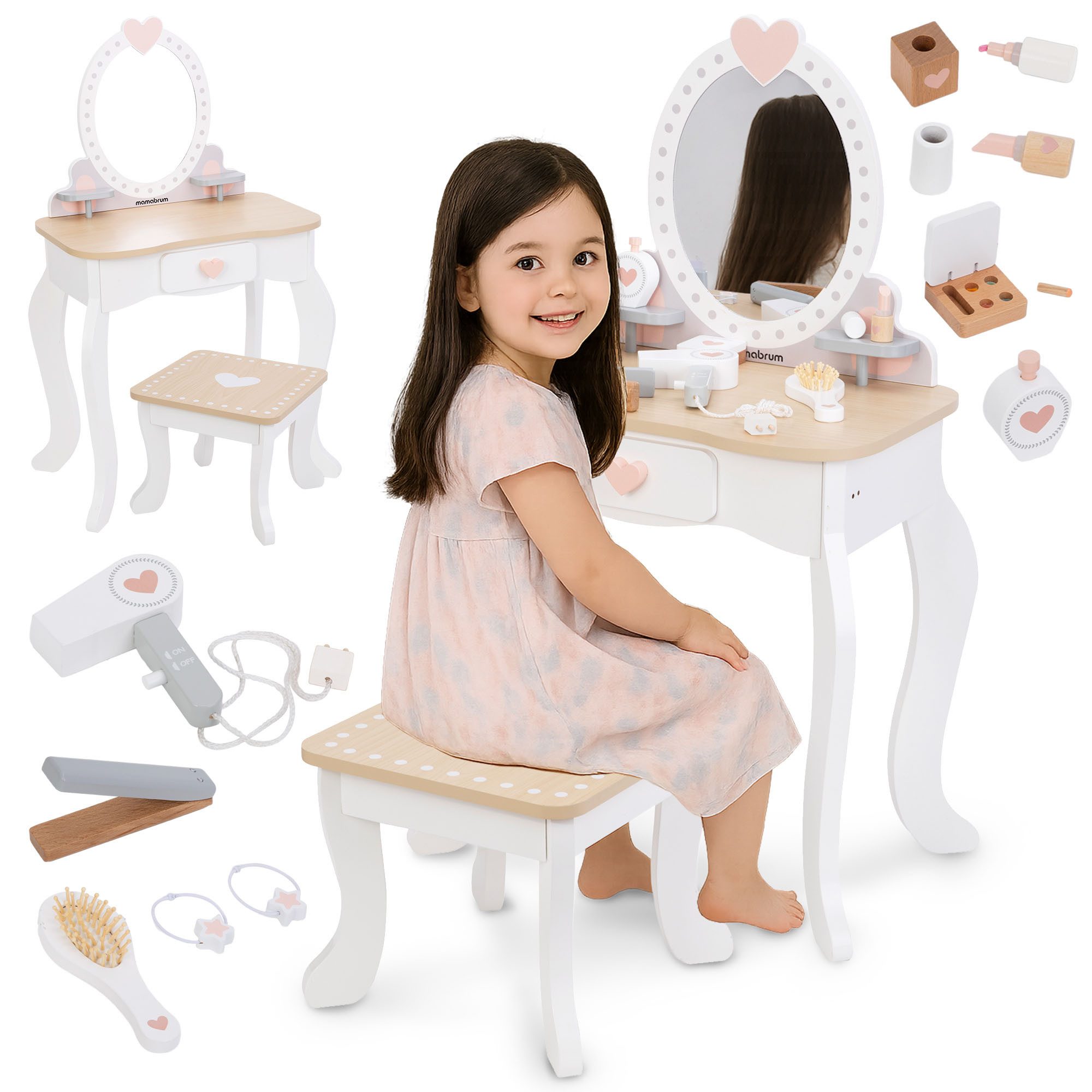 Mamabrum Spielzeug-Frisierkoffer Kinder Schminktisch – Holz günstig online kaufen