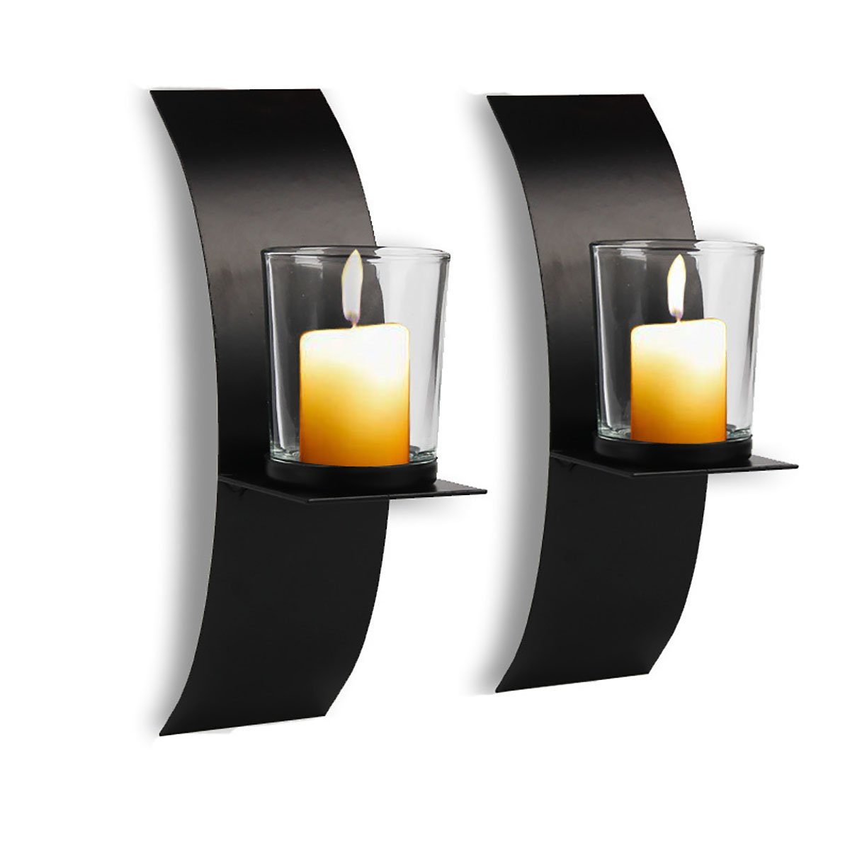 CTGtree Kerzenständer 2 Stück Kerzenhalter Wand Schwarz Metall Kreative Deko (2 St)