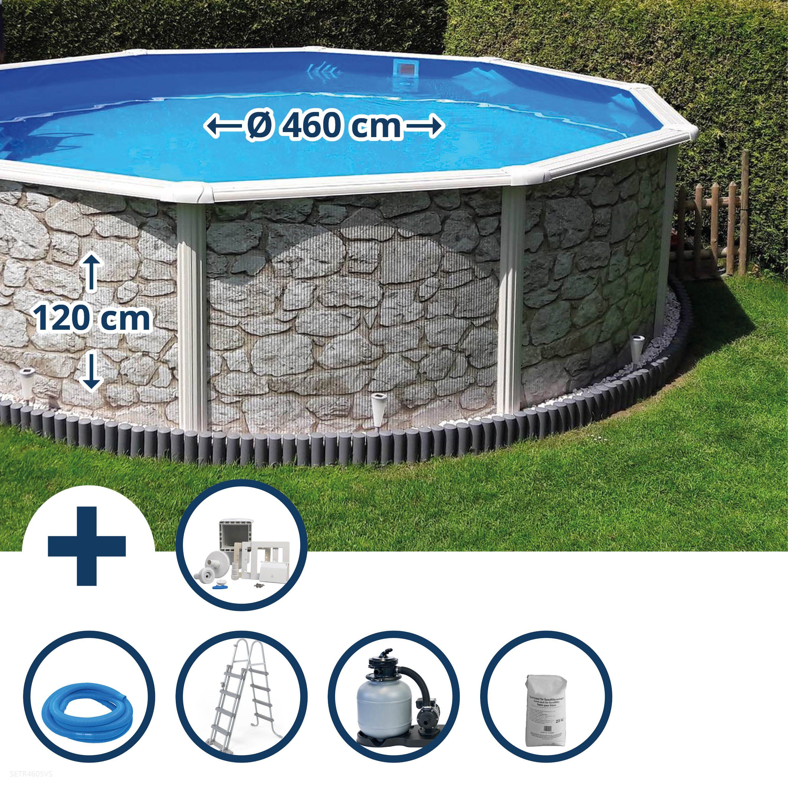 Gre Rundpool Stahlwandpool Set (6-teilig) hoch rund 460 x 120 c (Beckenset, 1-tlg), verzinkte Stahlwand