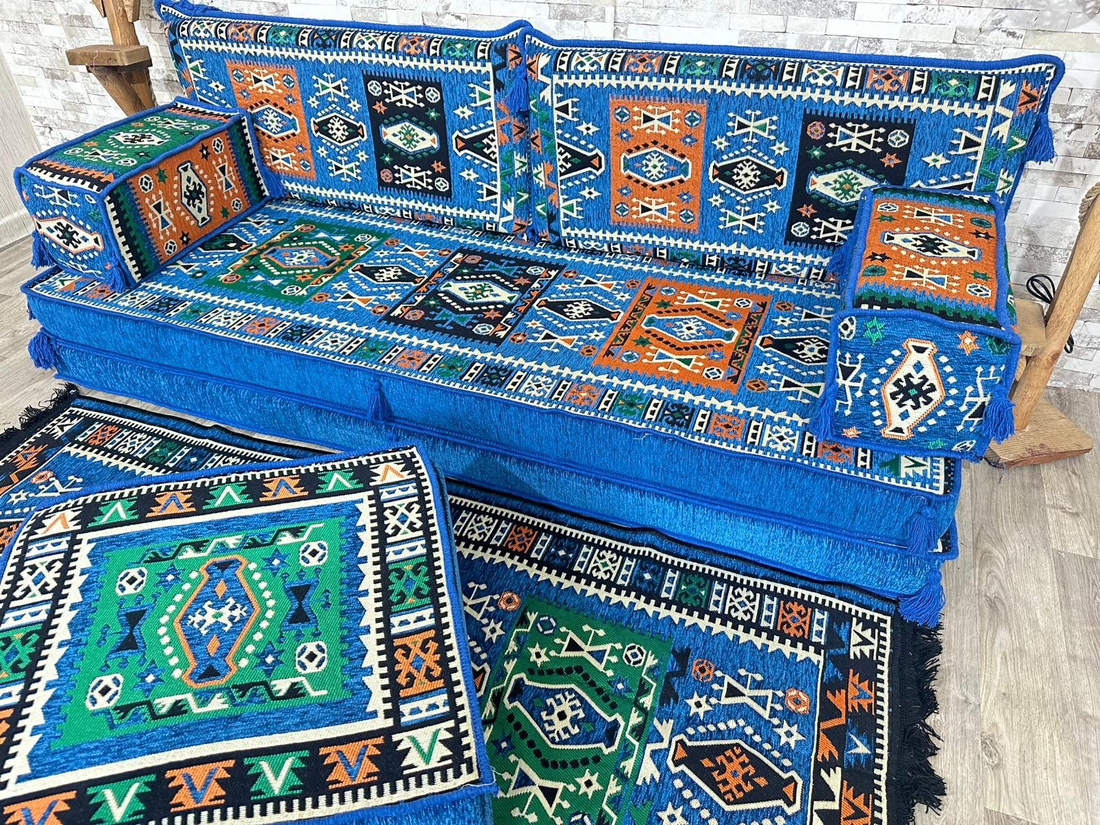 CaddeBuy Sofa Arabisches Sofa, Kelim, Orientalische Sitzecke, Sark Kösesi, 11 Teile
