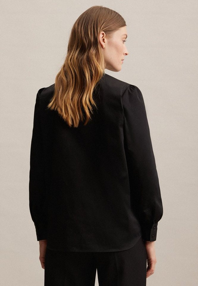 glänzend, Bluse Material: 100% Klassische Schwarze Kragen Rose Baumwolle seidensticker Uni Langarm