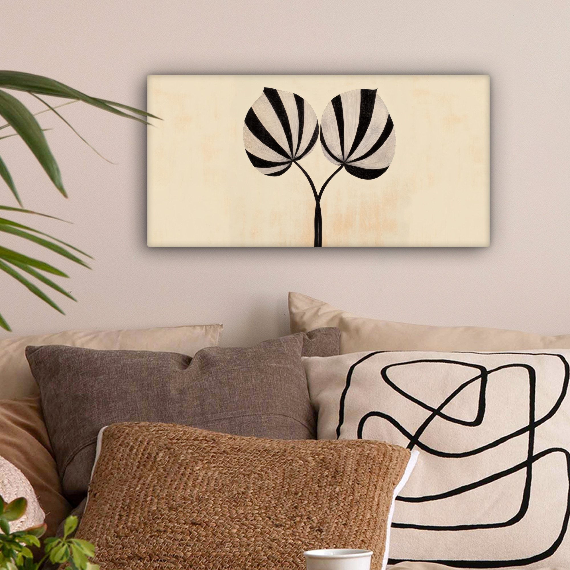 OneMillionCanvasses® Leinwandbild Panorama Blätter - Gestreift günstig online kaufen