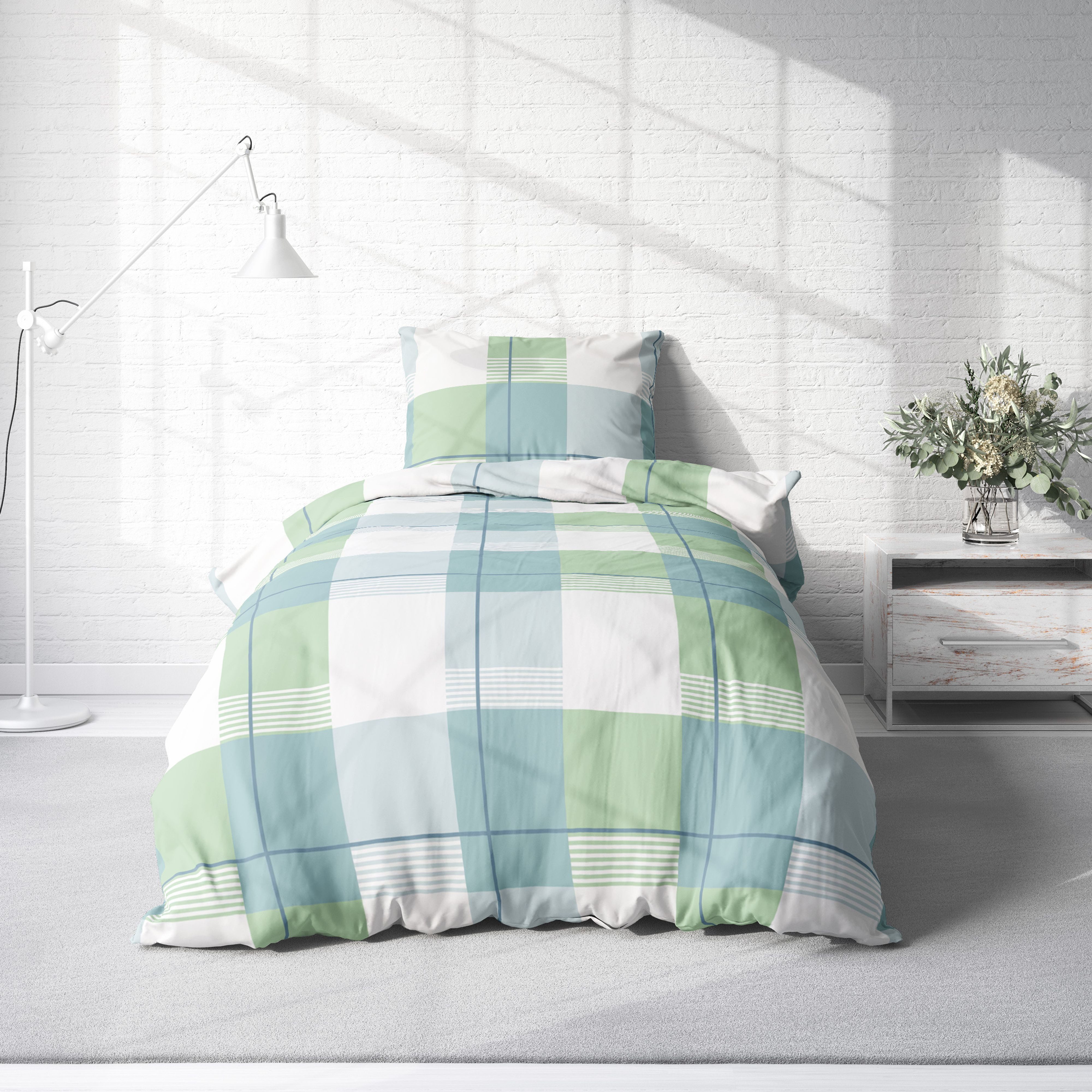 One Home Bettwäsche Modern, Biber, 2 teilig, kariert, kuschelig flauschig w günstig online kaufen