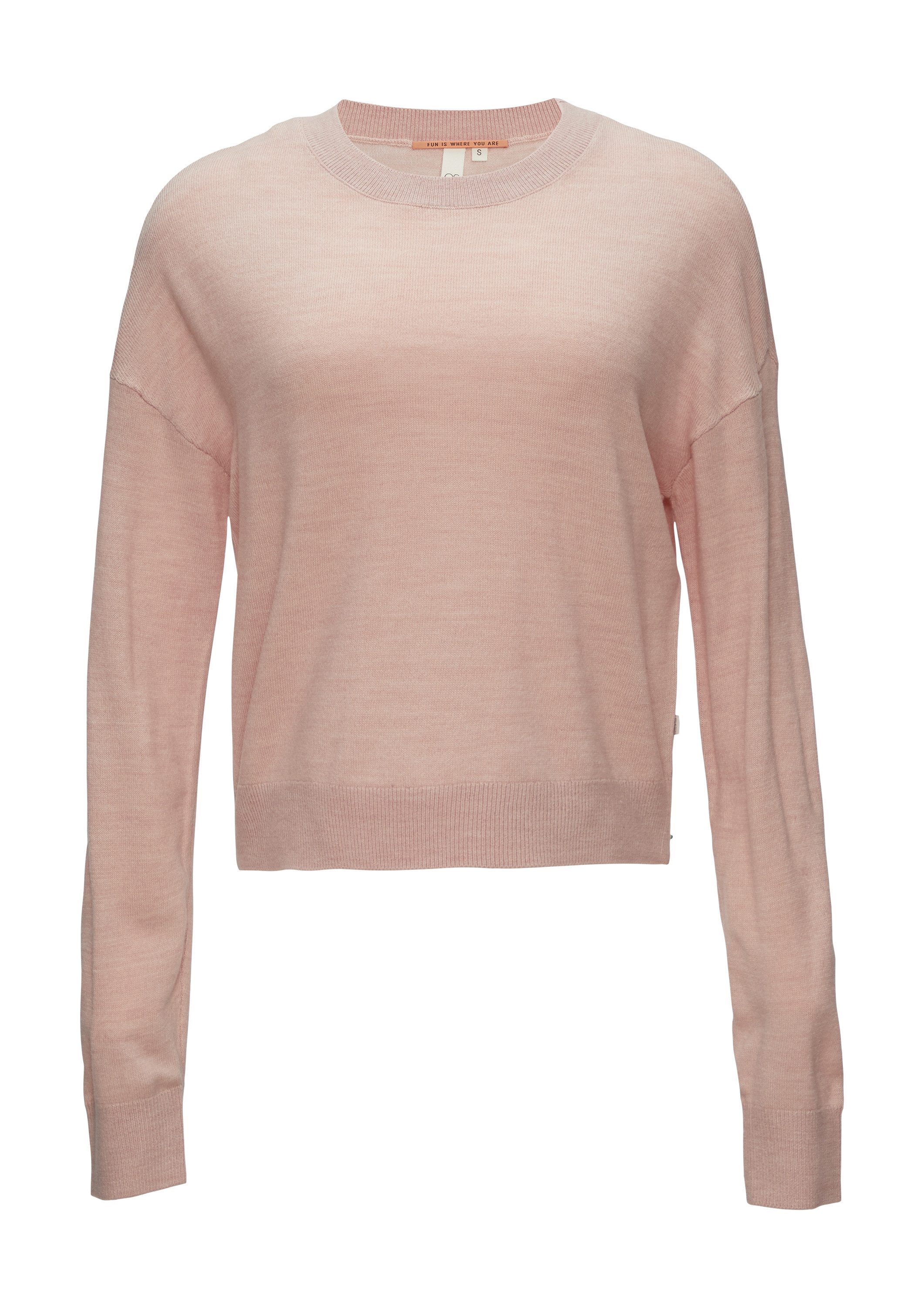 QS Longpullover Strickpullover Verkürzter Strickpullover in Melange-Optik günstig online kaufen