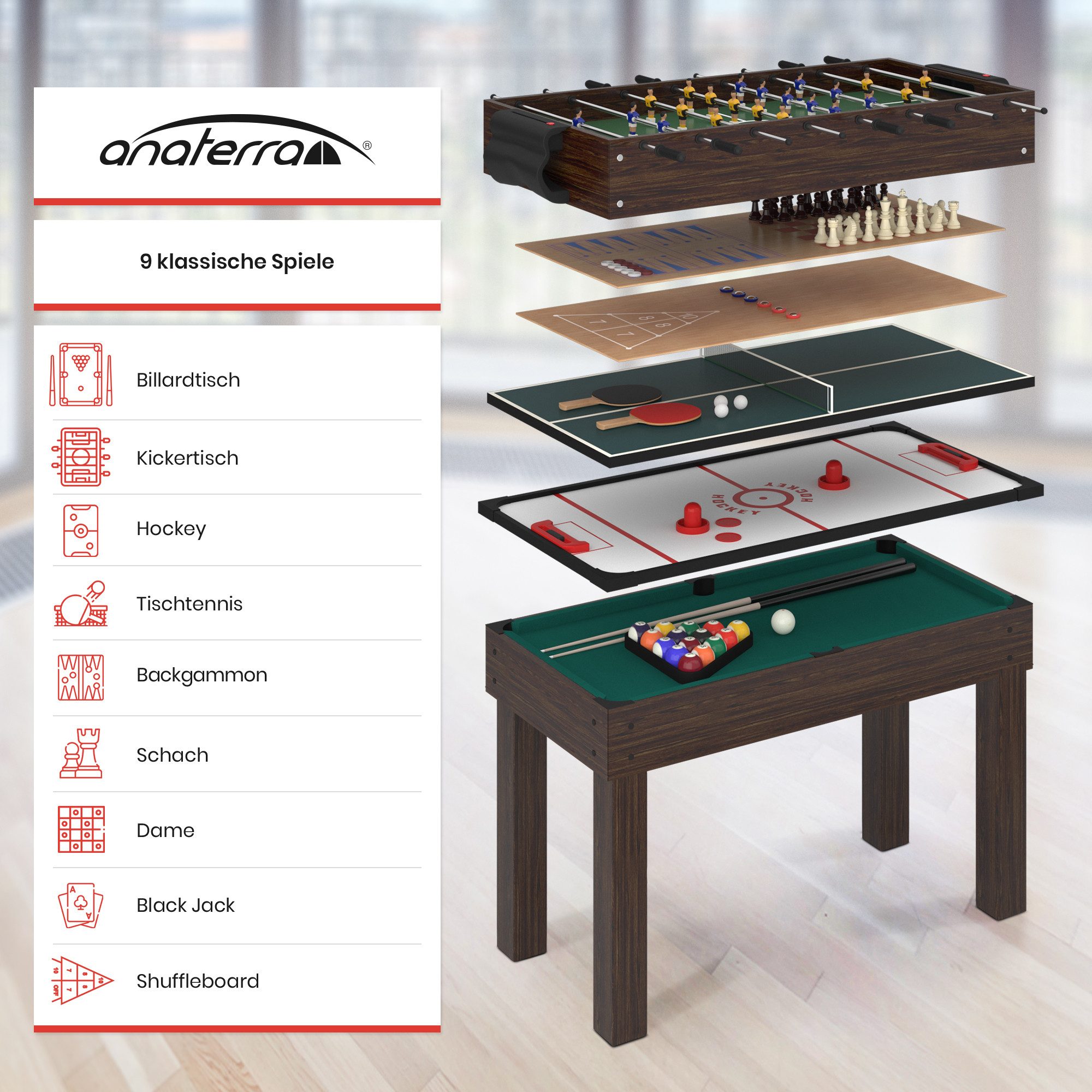 anaterra Spieltisch Multigame Spieltisch 9 in günstig online kaufen