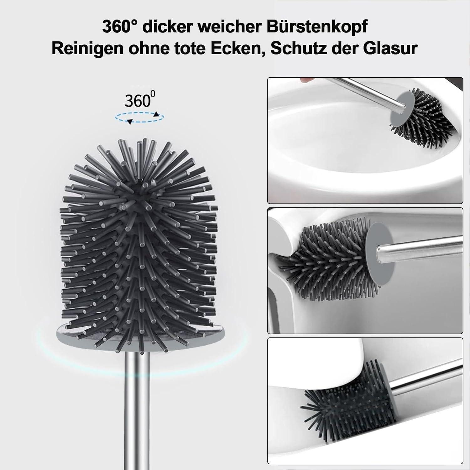 LuxusKollektion WC-Garnitur Klobürste Silikon Behälter schnelltrocknend Wandmontage WC Grau, (1-tlg) – Bild 2 von 5