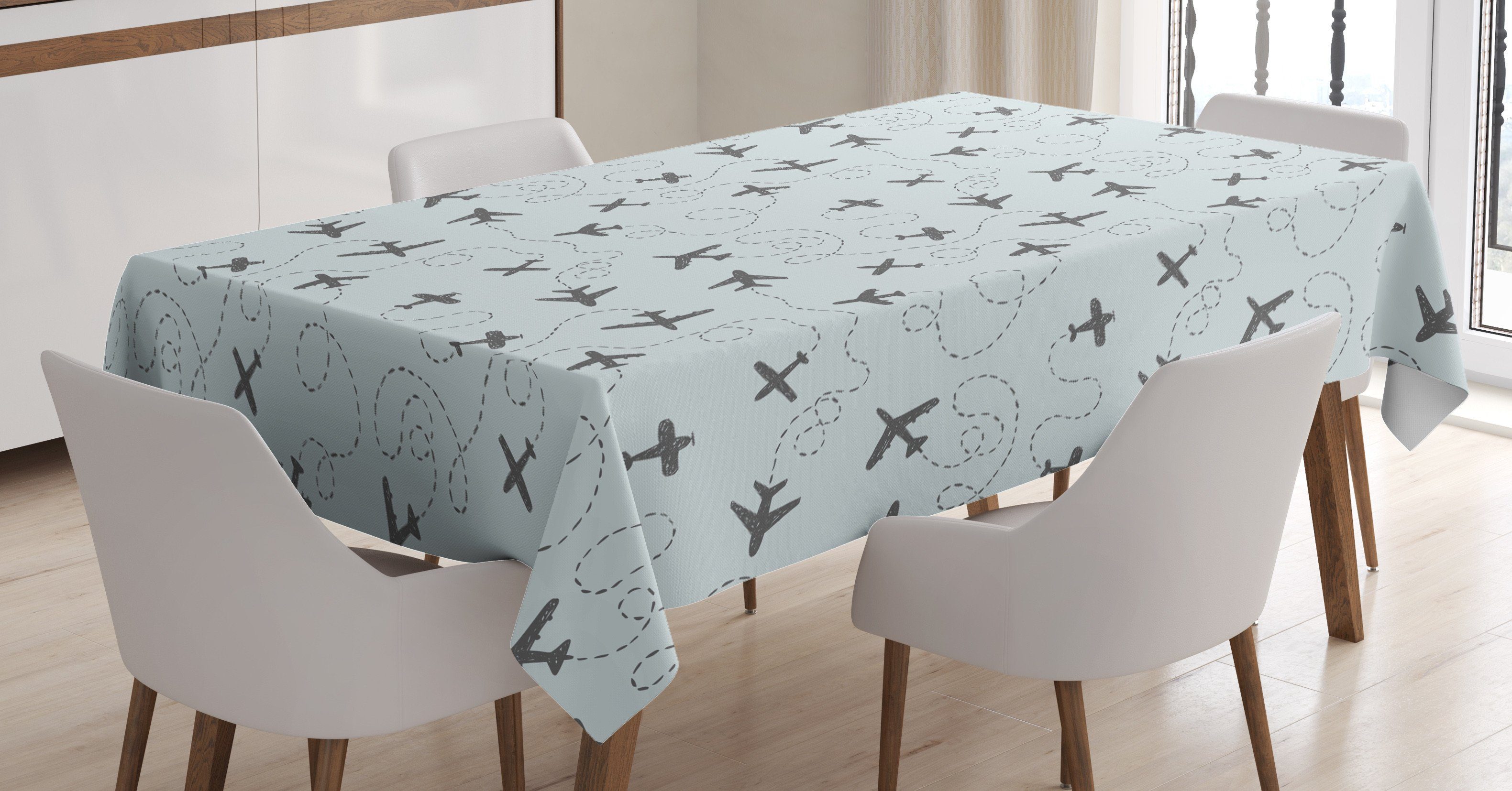 Für mit den Farbfest Wirbel Abakuhaus Grau Blau geeignet Tischdecke Klare Waschbar Außen Bereich Flugzeuge Farben,