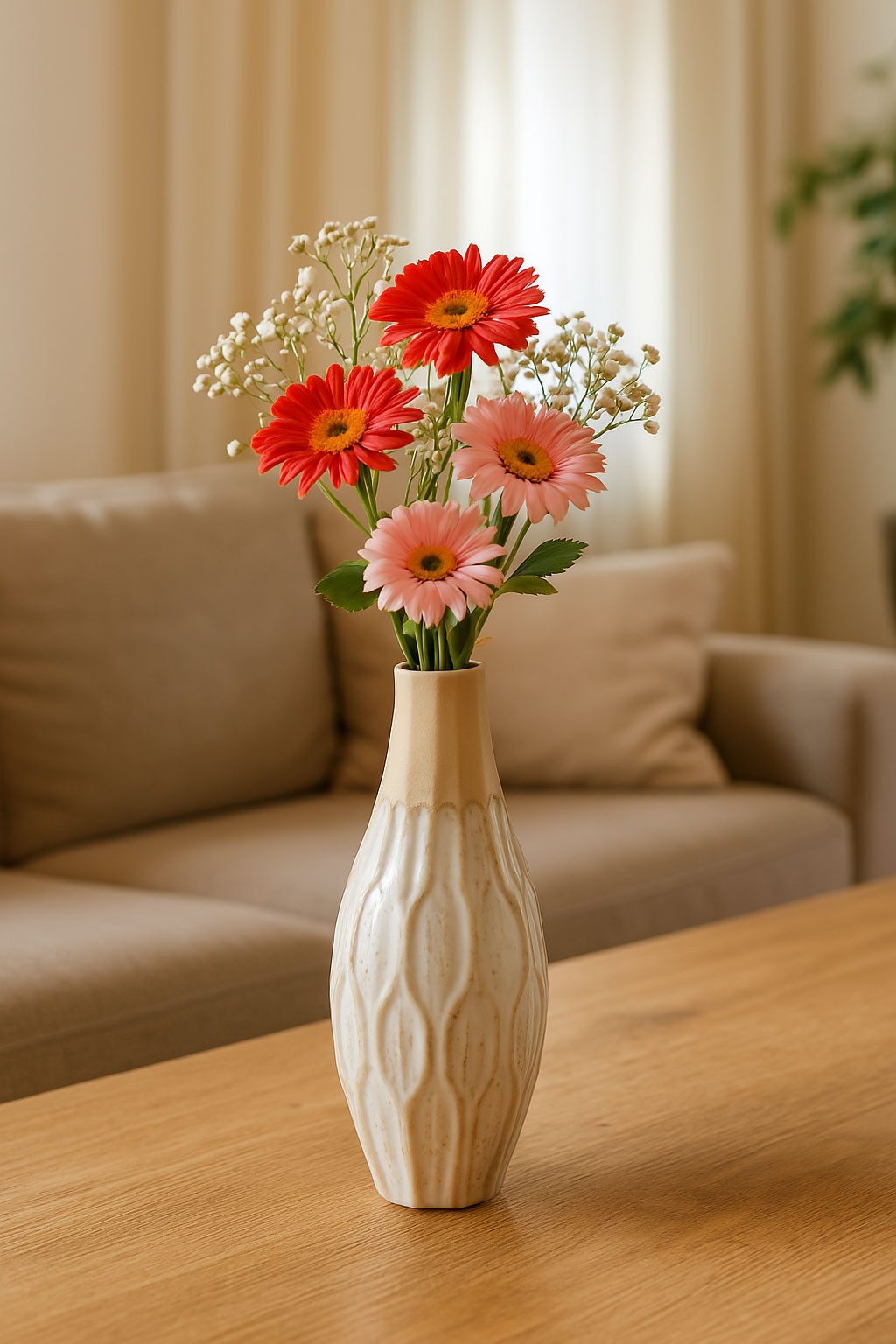 BOLTZE GRUPPE Dekovase Vasen für Trockenblumen Vase Malia aus Steingut 25 x 10cm, Steingut