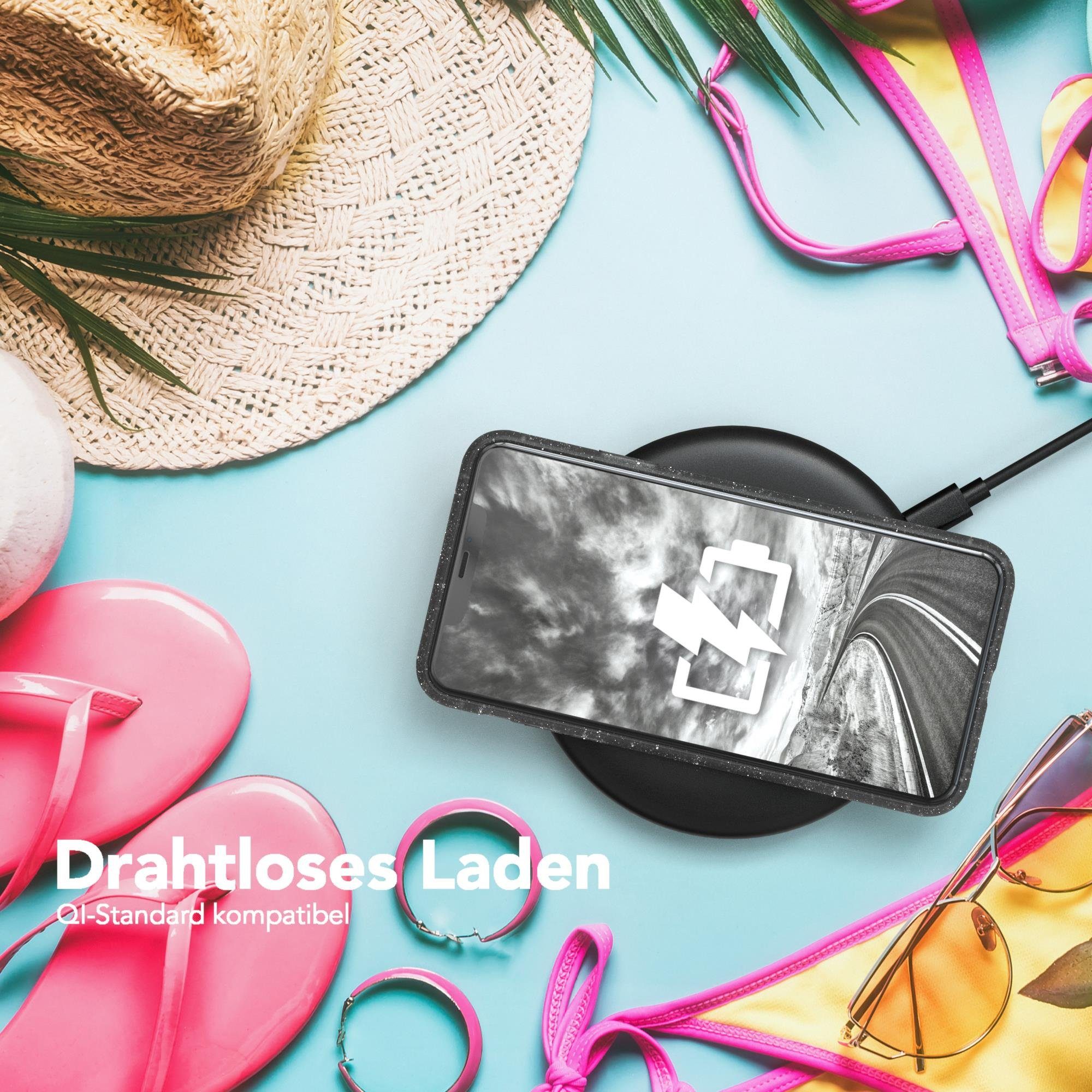 EAZY CASE Handyhülle Glitter Case für Apple iPhone 11 Pro Max 6,5 Zoll, Glitzerhülle Transparent Bumper Case Handycase Glossy Grau Anthrazit