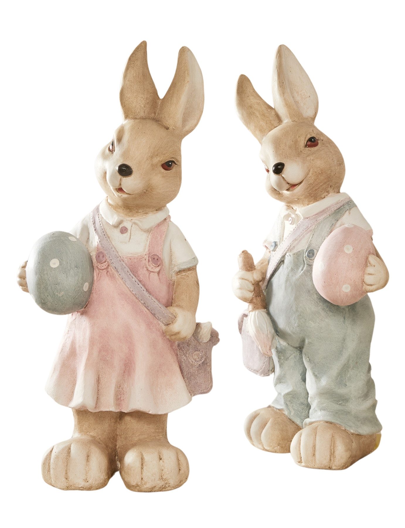 Dekoleidenschaft Osterhase oder Osterhäsin "Eiermaler" Osterdeko, Garten Dekofigur, Hasenfigur (1 Stück), 48cm hoch Dekohase, Tierfigur Ostern, Osterfigur für Drinnen & Draußen