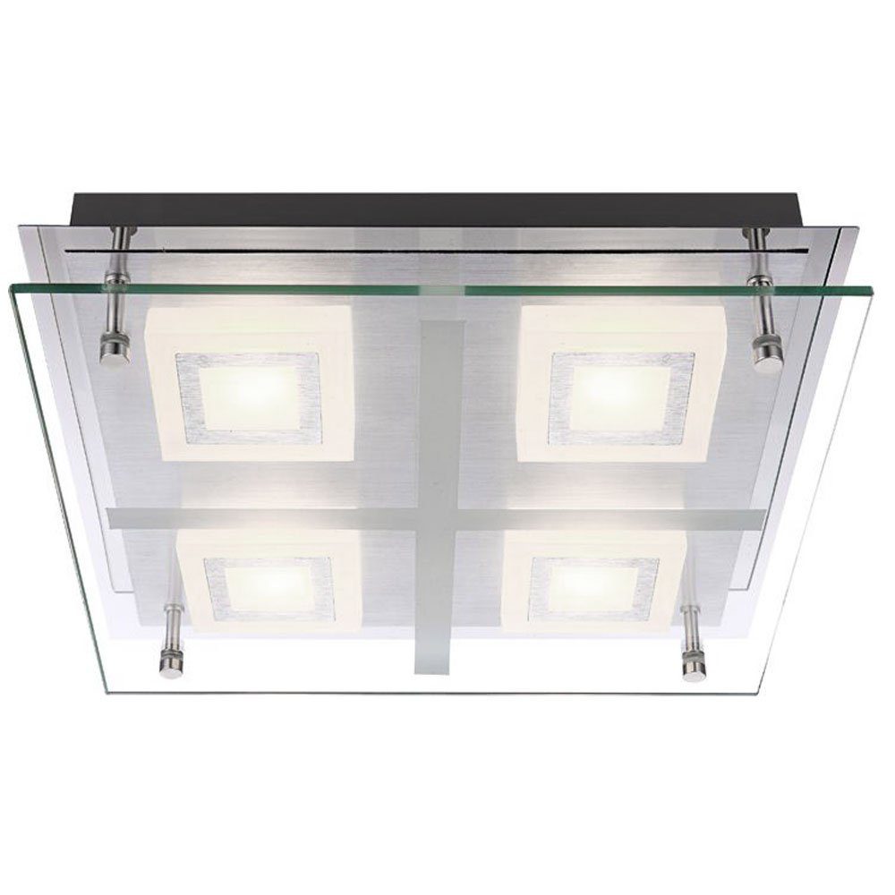 GLOBO LIGHTING LED Deckenleuchte, LED-Leuchtmittel fest verbaut, Warmweiß, LED Decken Leuchte Glas Würfel Chrom Strahler Wohn Zimmer