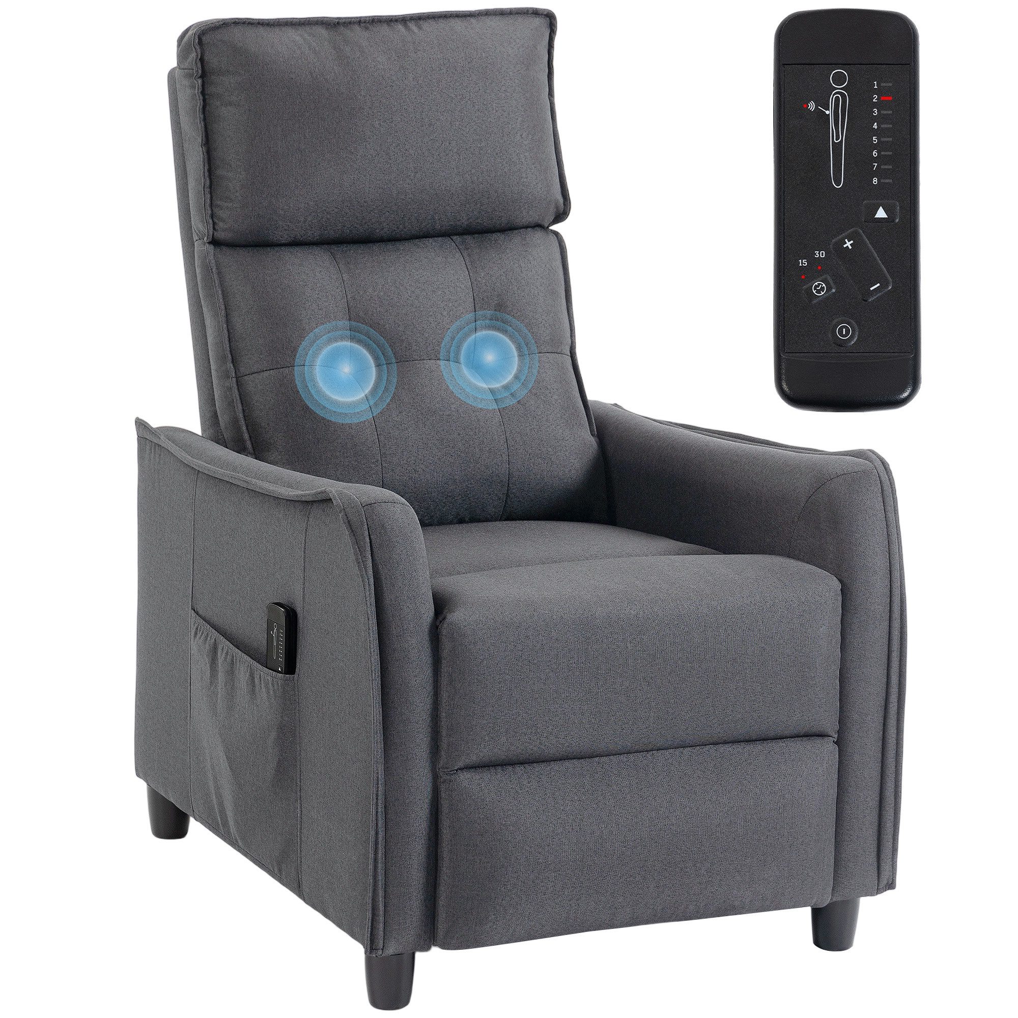 BAYMATE Massagesessel Elektrisch verstellbarer Massage- und Heizsessel, Cordbezug (ultraleiser Motor, braun)