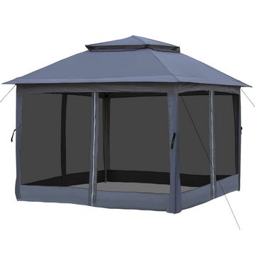 CLIPOP Pavillon 3x3M Doppeldach-Pavillon, Pop-Up-Sonnenschutz Zelt mit 4 Seitenteilen Gartenzelt