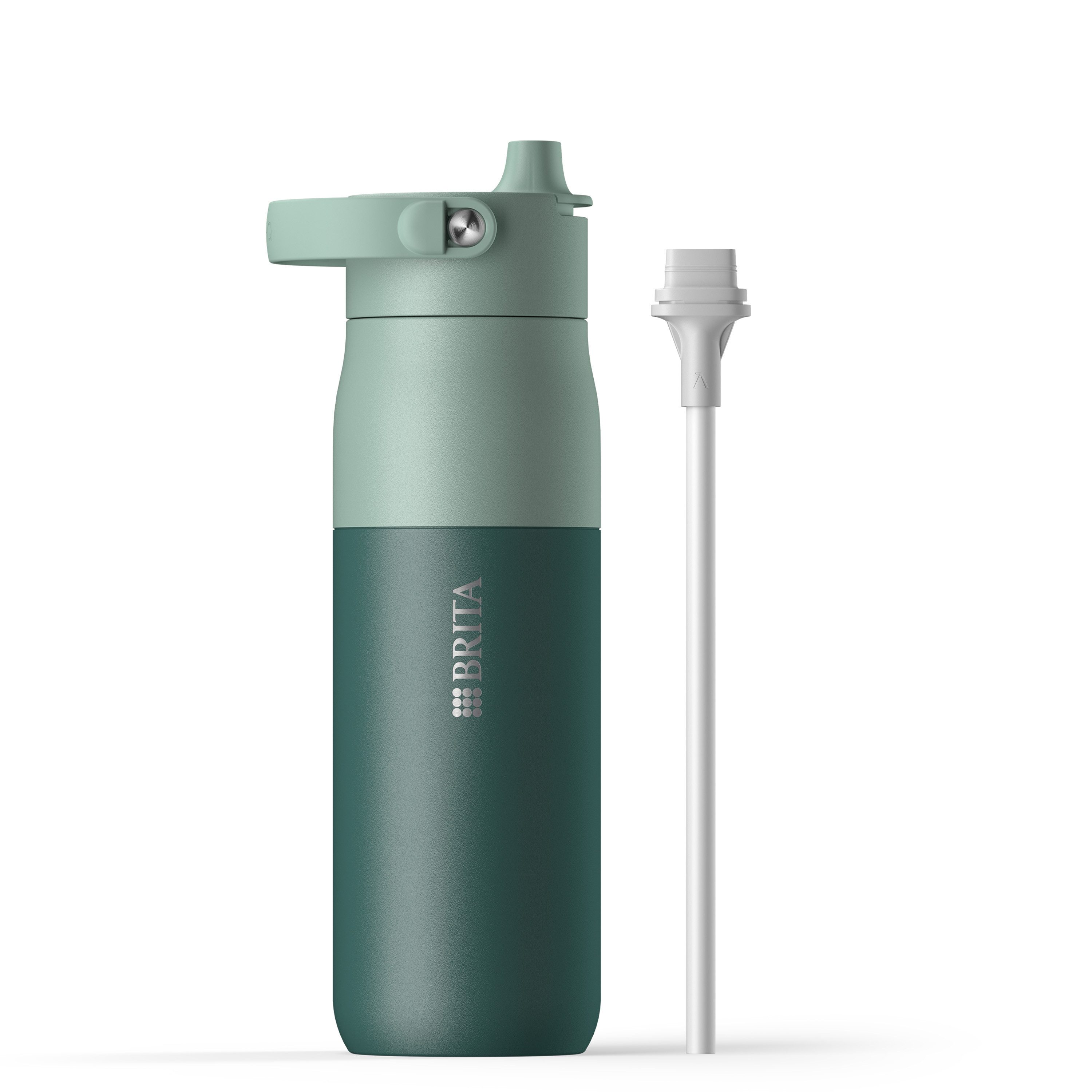 BRITA Trinkflasche BRITA LARQ Essential Trinkflasche (680ml) mit Strohhalm, Edelstahl Wasserflasche mit doppelwandiger Isolation - hält 24h kalt
