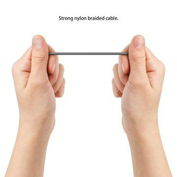 deleyCON deleyCON Micro USB Kabel 0,15m Nylon + Metallstecker - Grau Smartphone-Kabel