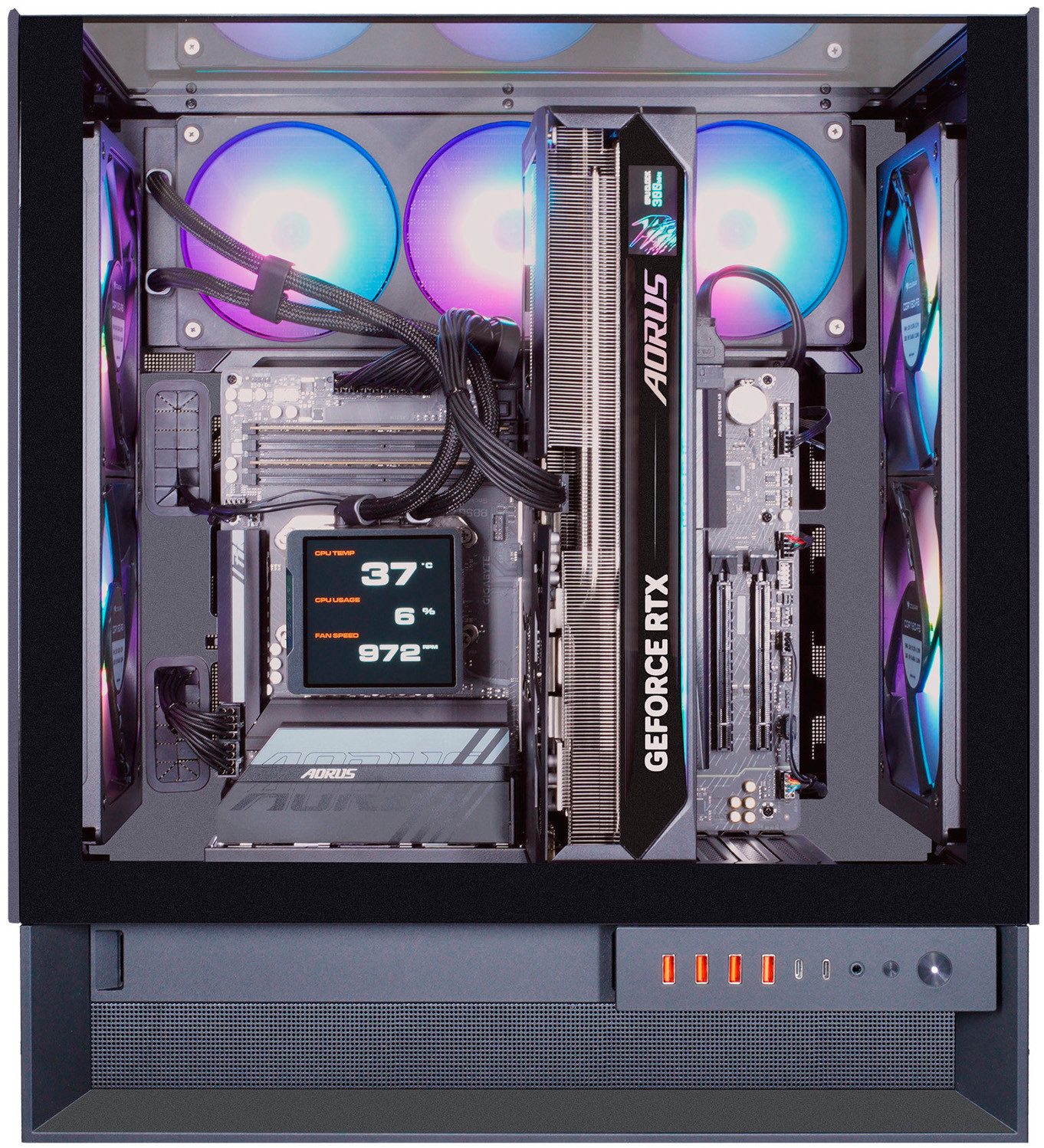 Cougar OmnyX Gaming-PC (AMD Ryzen 7 9850X3D, RTX 5090, 64 GB RAM, 2000 GB SSD, Wasserkühlung, Windows 11, DDR5 RAM, Wasserkühlung)