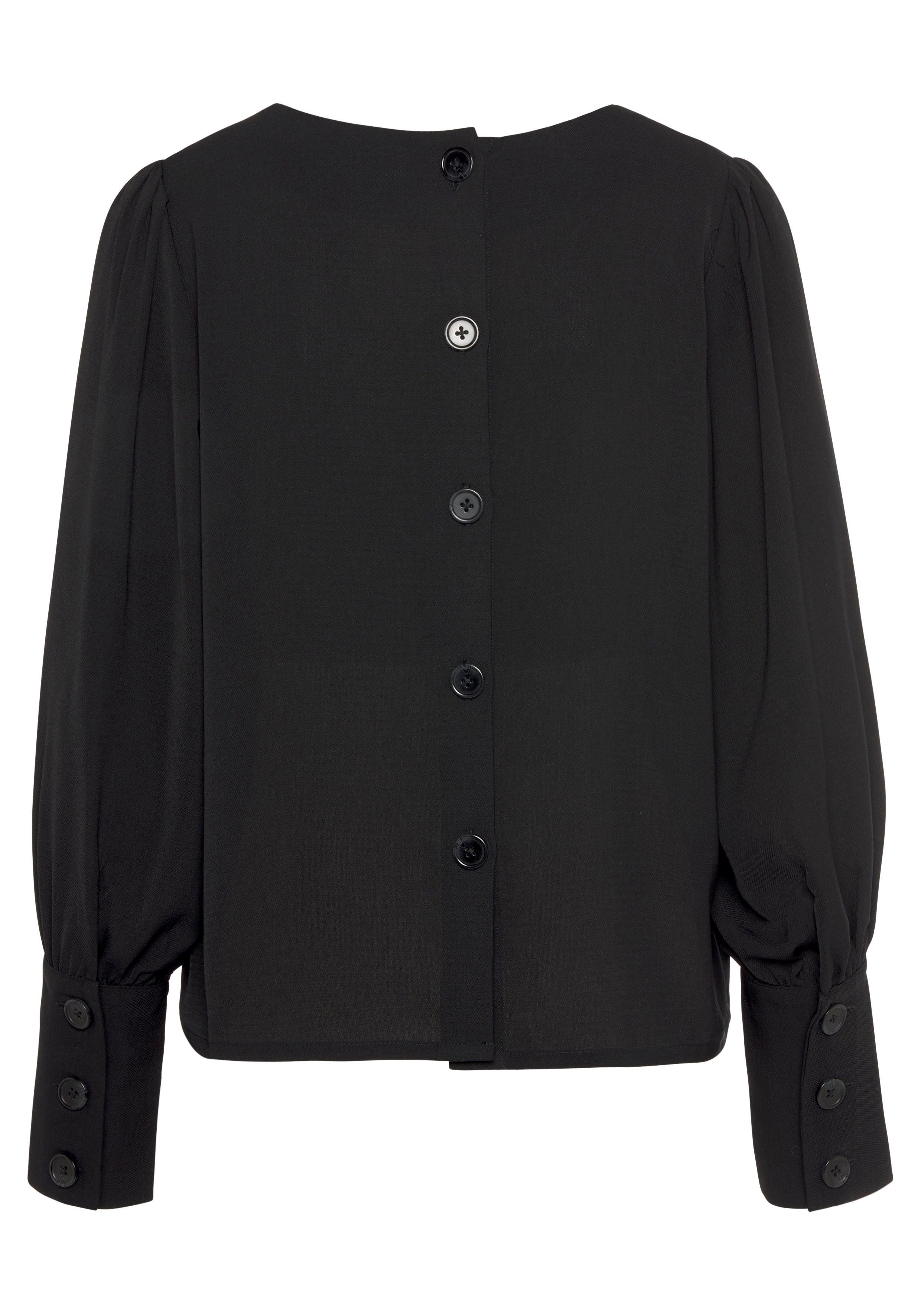 LASCANA Langarmbluse mit durchgehender Knopfleiste im Rücken elegante Damenbluse, Blusenshirt mit Puffärmeln, Business, festlich – Bild 4 von 5