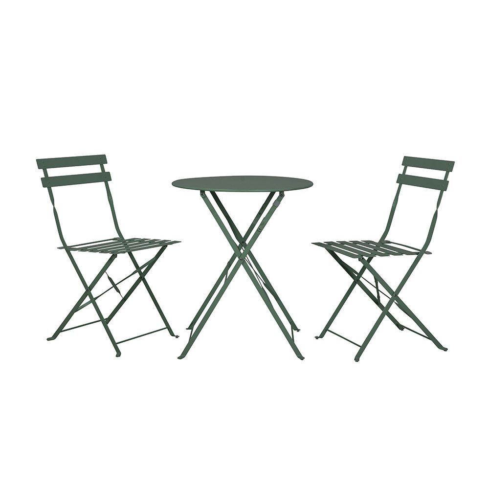 Kynast Gartentisch, Bistro Set Sitzgruppe 1x Tisch 2x Stuhl witterungsbeständig grün