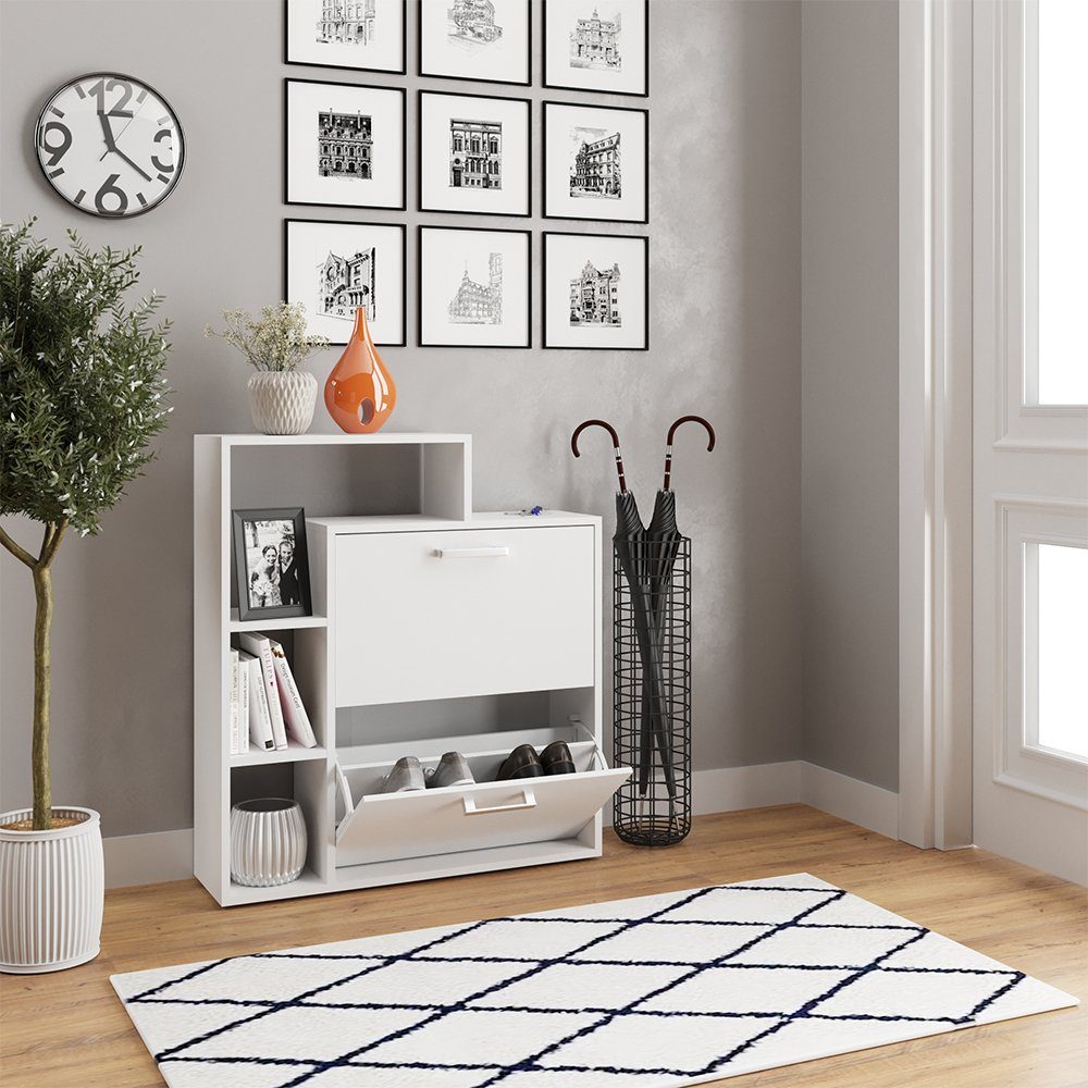 Vicco Schuhkipper Orlando, Weiß/Weiß, 24.5 x 90 cm