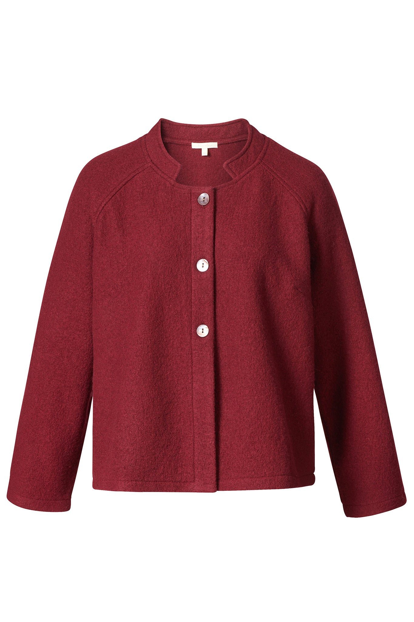 Walkjacke Edle Damen Wolljacke aus Schurwolle mit Stehkragen und Knöpfen
