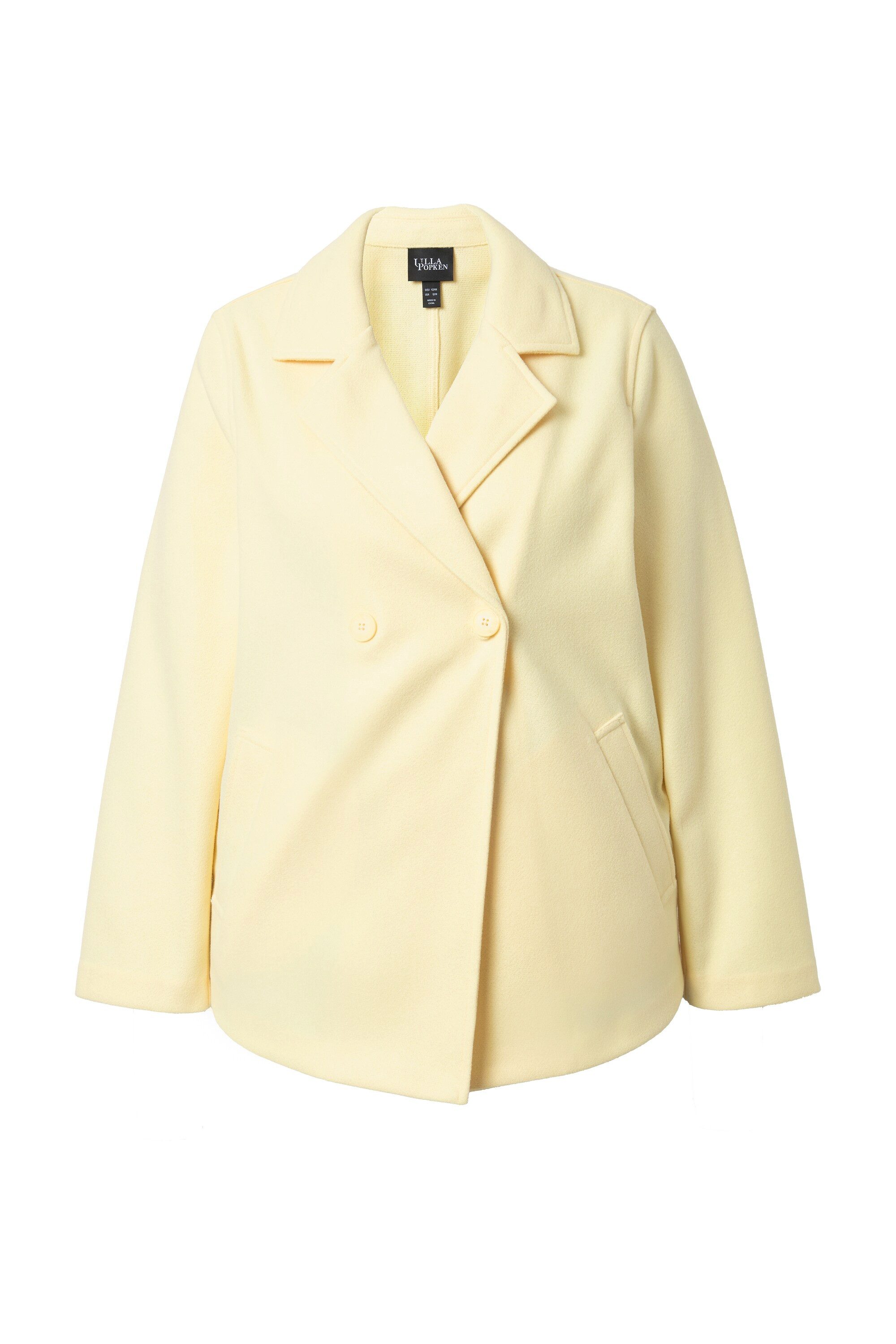 Ulla Popken Sommerjacke Fleece-Cabanjacke A-Linie Reverskragen Langarm günstig online kaufen