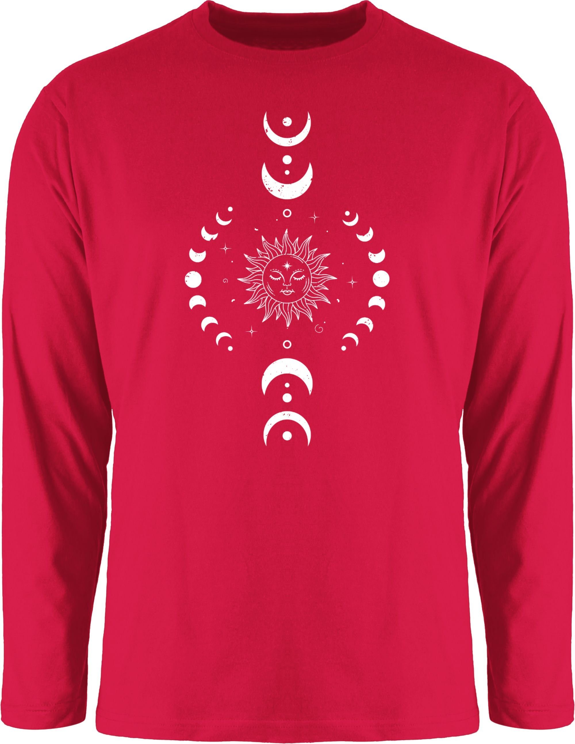 Shirtracer Rundhalsshirt Rot Mandala Yoga Mondphase Chakra Namaste 2 Yoga