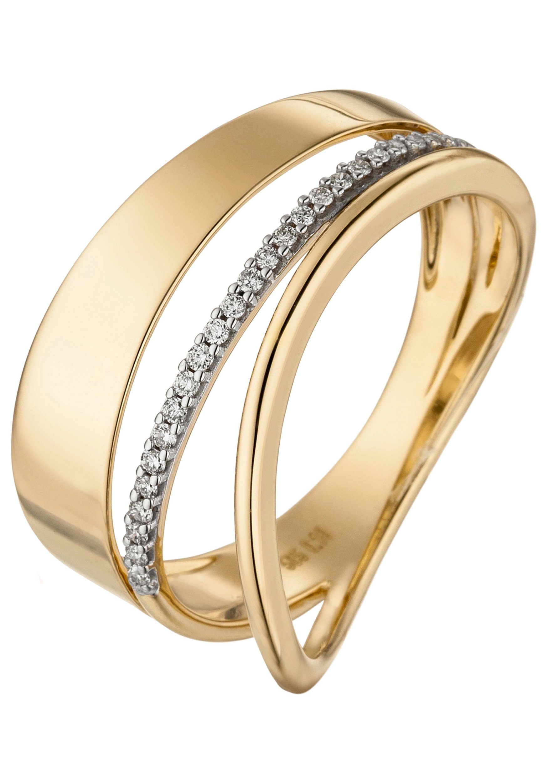 mehrreihig Gold Diamantring, breit JOBO mit Diamanten 24 585