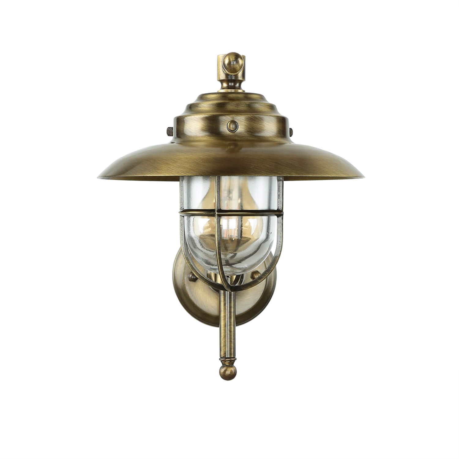 Licht-Erlebnisse Außen-Wandleuchte KAVALA, ohne Leuchtmittel, Wandlampe Messing Glas rustikal maritim Haustür Hof Terrasse Lampe