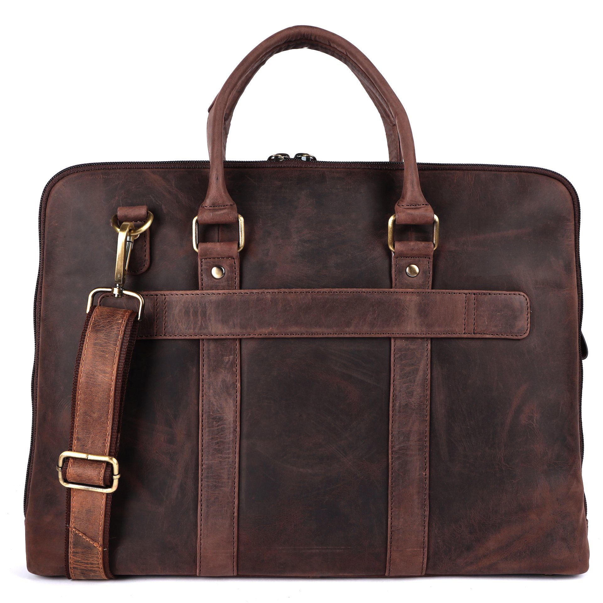 Benthill Aktentasche Echt Leder Laptoptasche Notebooktasche Umhängetasche Laptoptasche, Schultergurt / Umhängegurt Reißverschlussfach