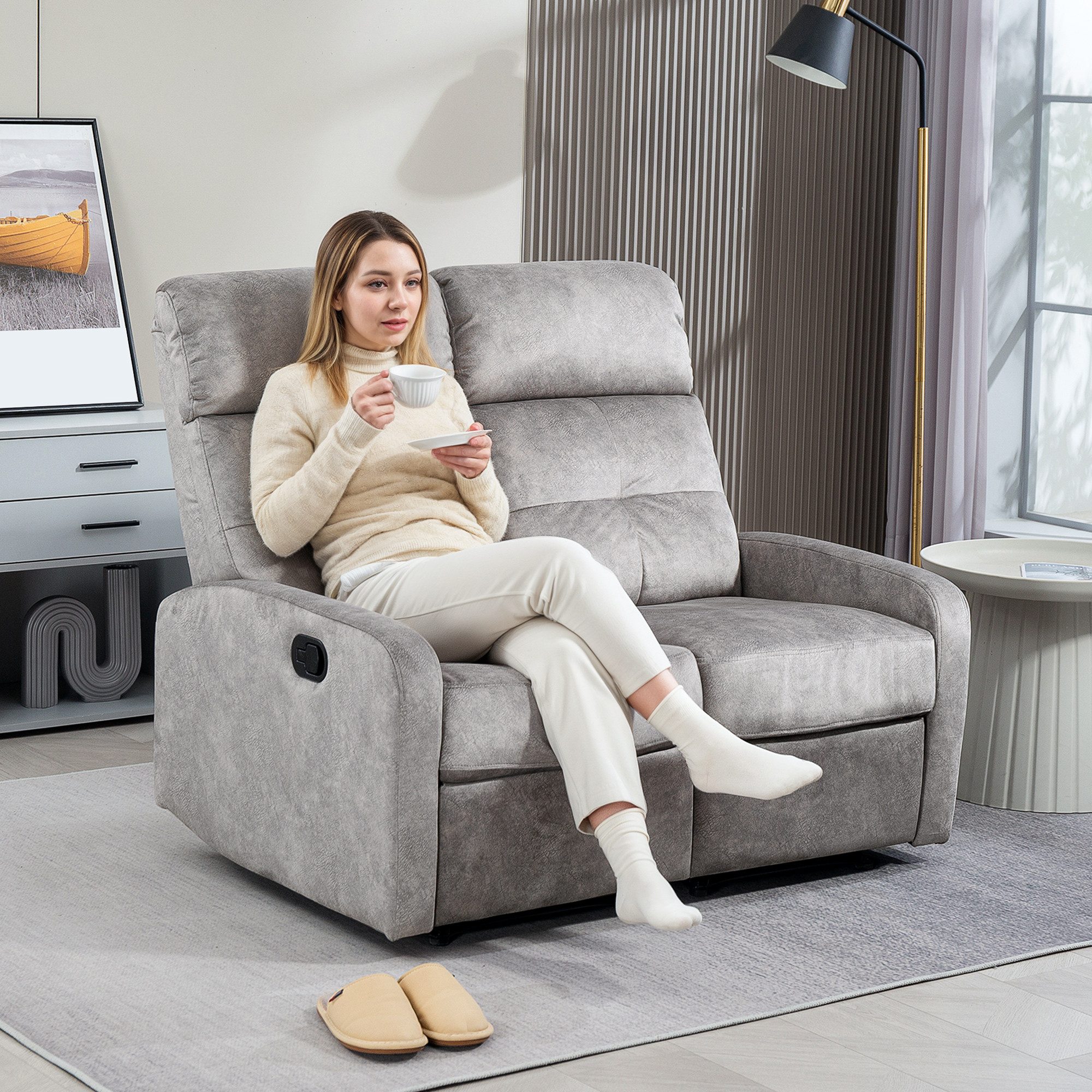 HOMCOM Relaxsessel Fernsehsessel mit Liegefunktion, Taschenfederkern günstig online kaufen