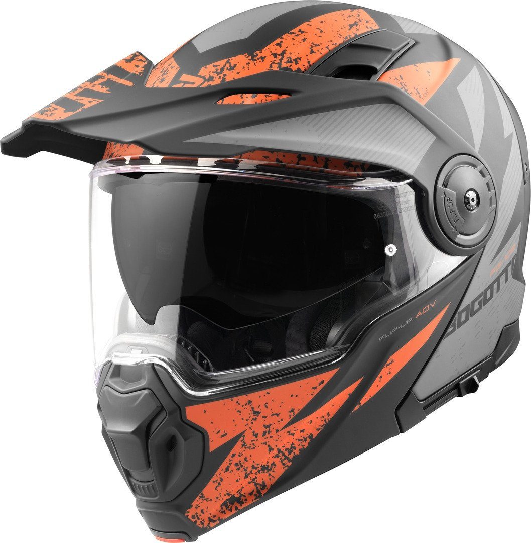 Bogotto Motorradhelm FG-102 Safari Fiberglas Enduro Klapphelm, integriertes Sonnenvisier