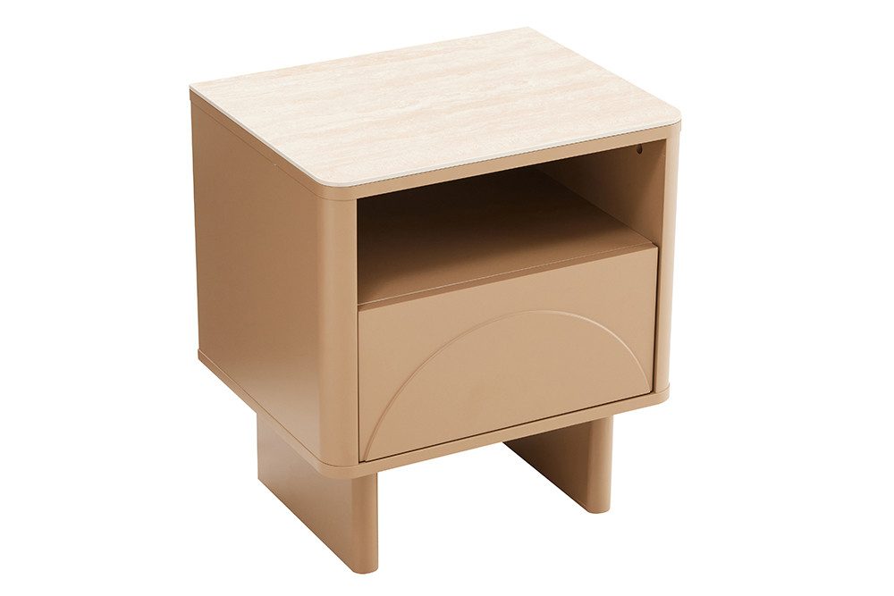 riess-ambiente Nachttisch SAVOY 50cm beige - Keramik, Travertin, Stauraum, günstig online kaufen