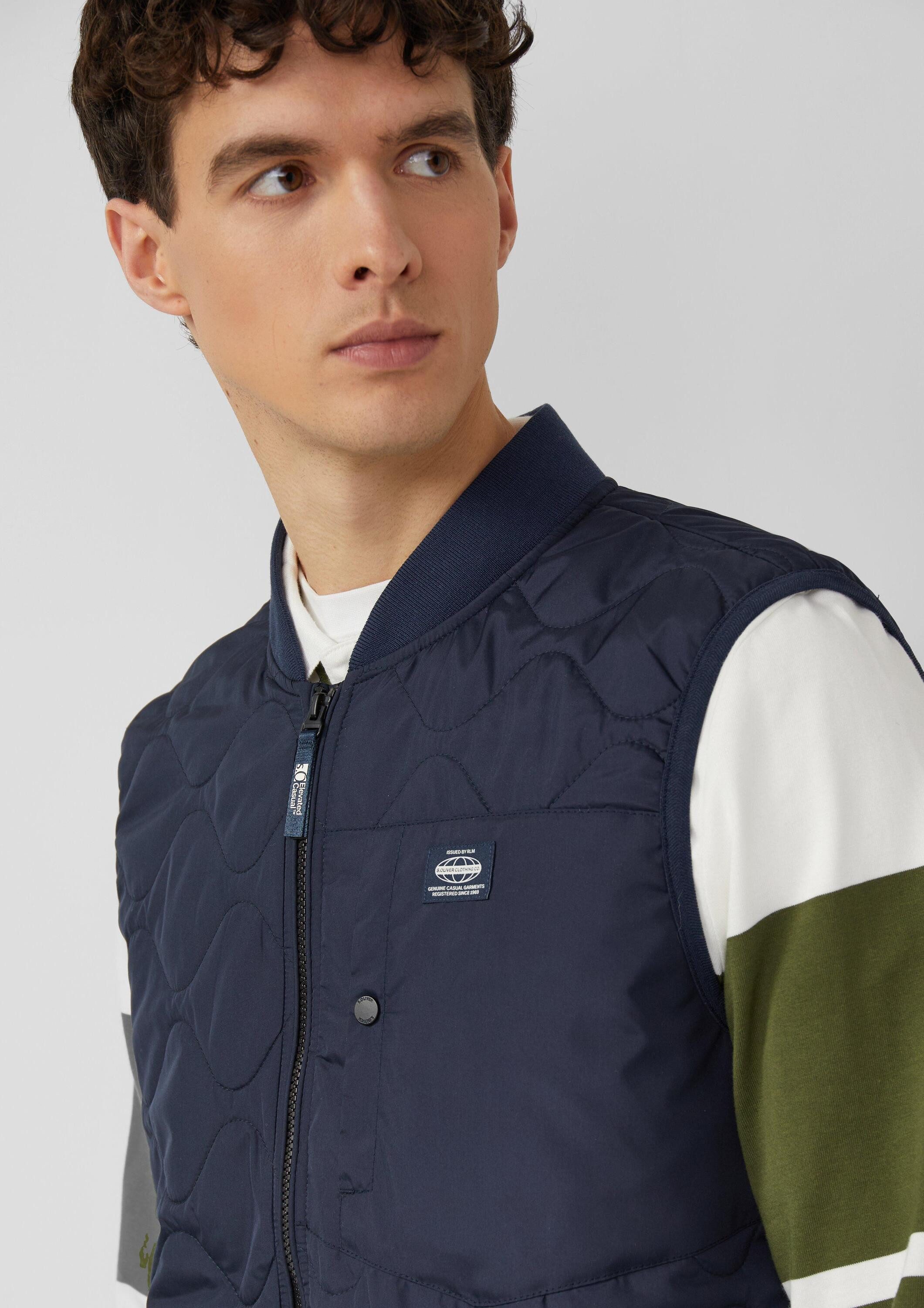 s.Oliver Outdoorjacke Outdoor-Weste Leichte Steppweste mit Bomberkragen im Workwear-Stil