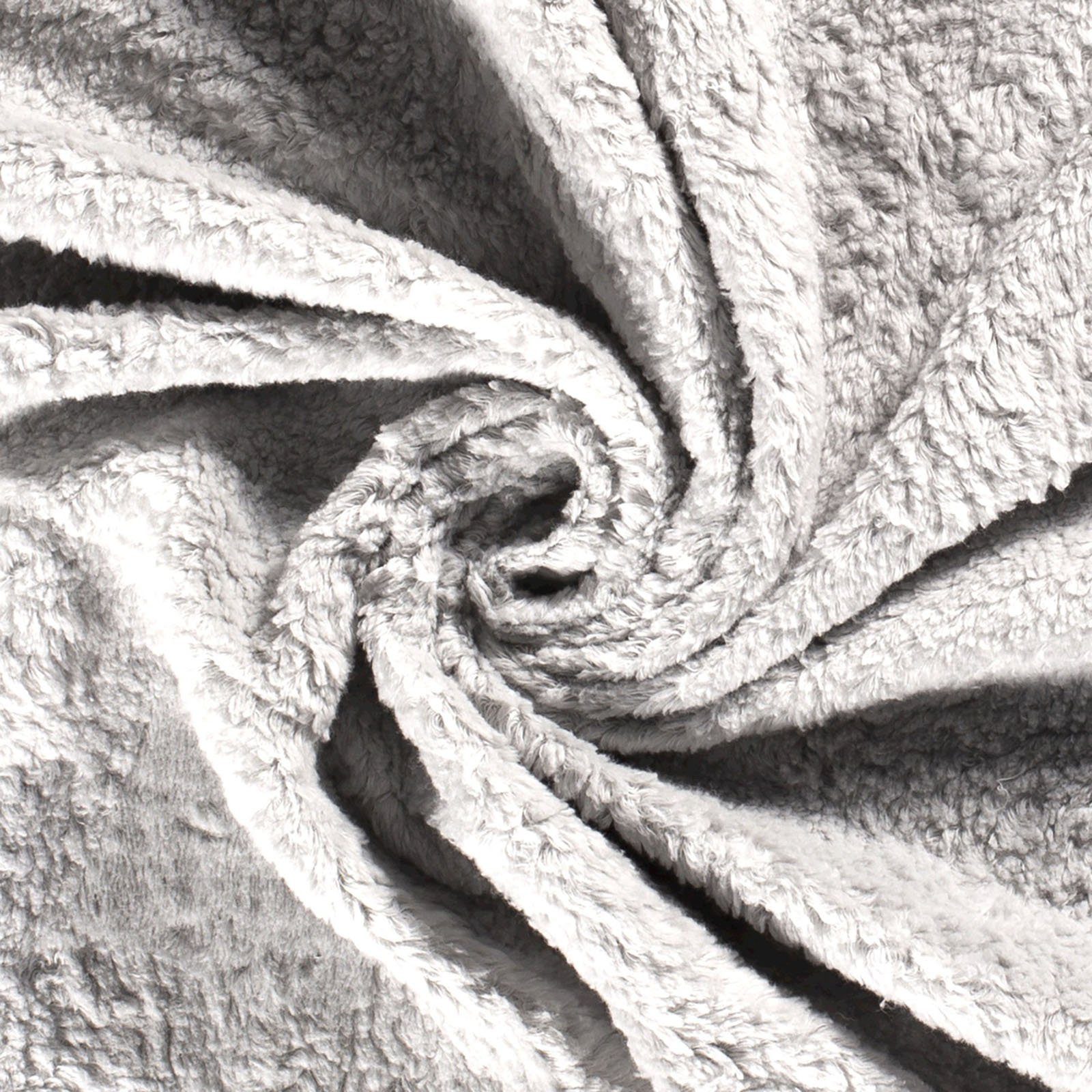 maDDma Stoff 50x150cm Teddystoff Baumwollstoff Kinderzertifiziert Meterware, hellgrau