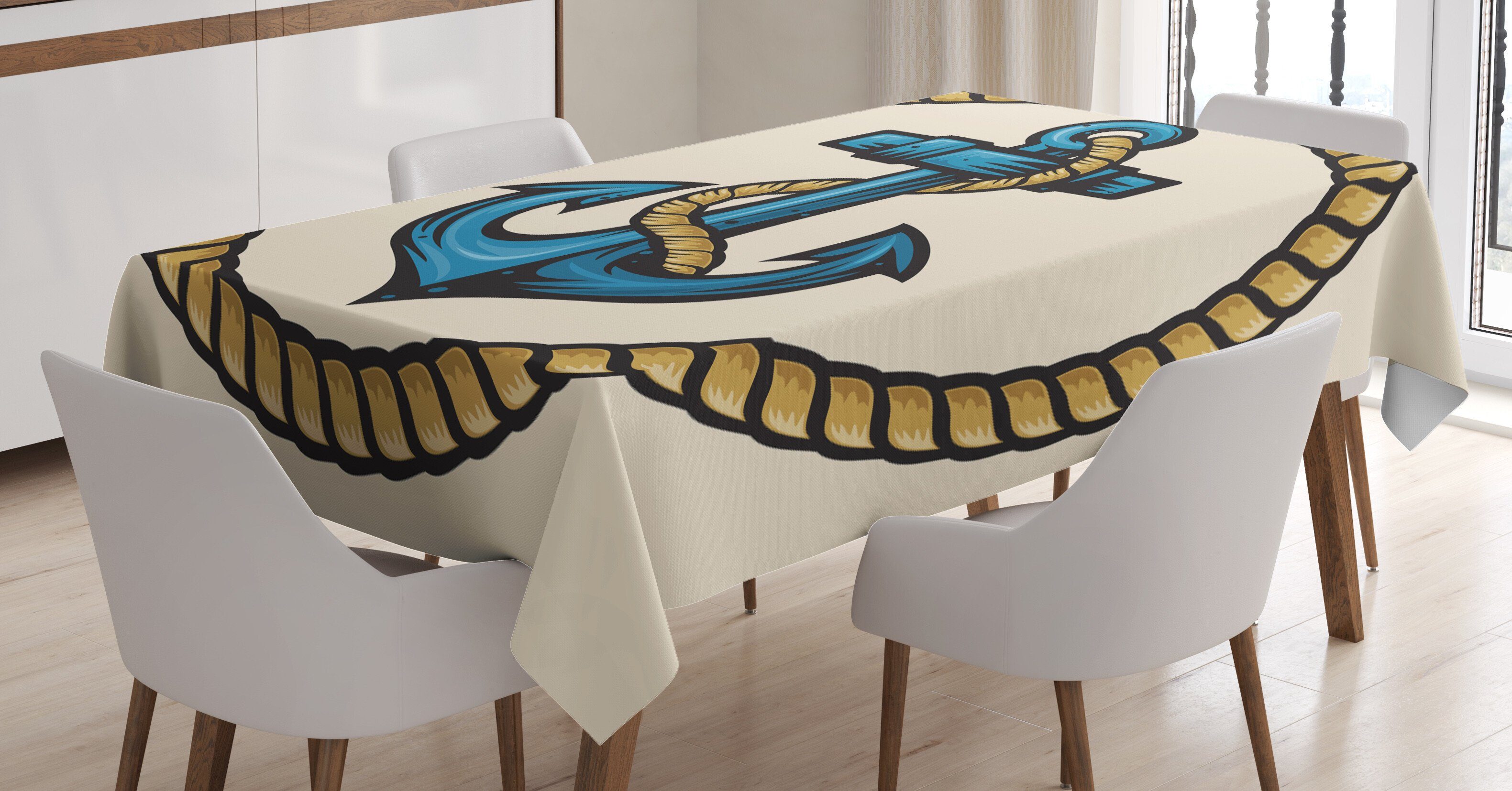 Außen geeignet Abakuhaus Sailor Farbfest Bereich Anker Farben, Für Klare mit Emblem den Waschbar Tischdecke Seil